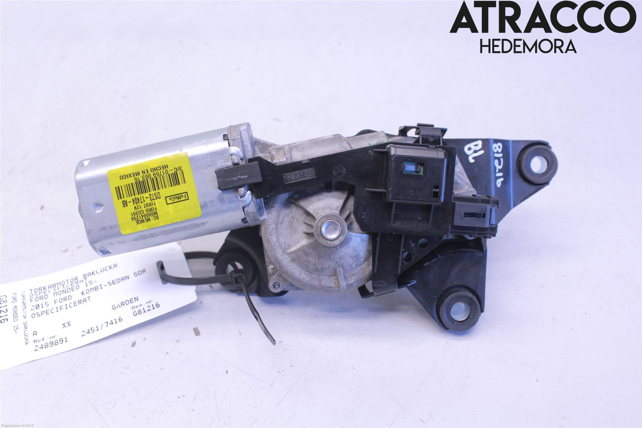 Ford MONDEO 15-22 Torkarmotor Baklucka