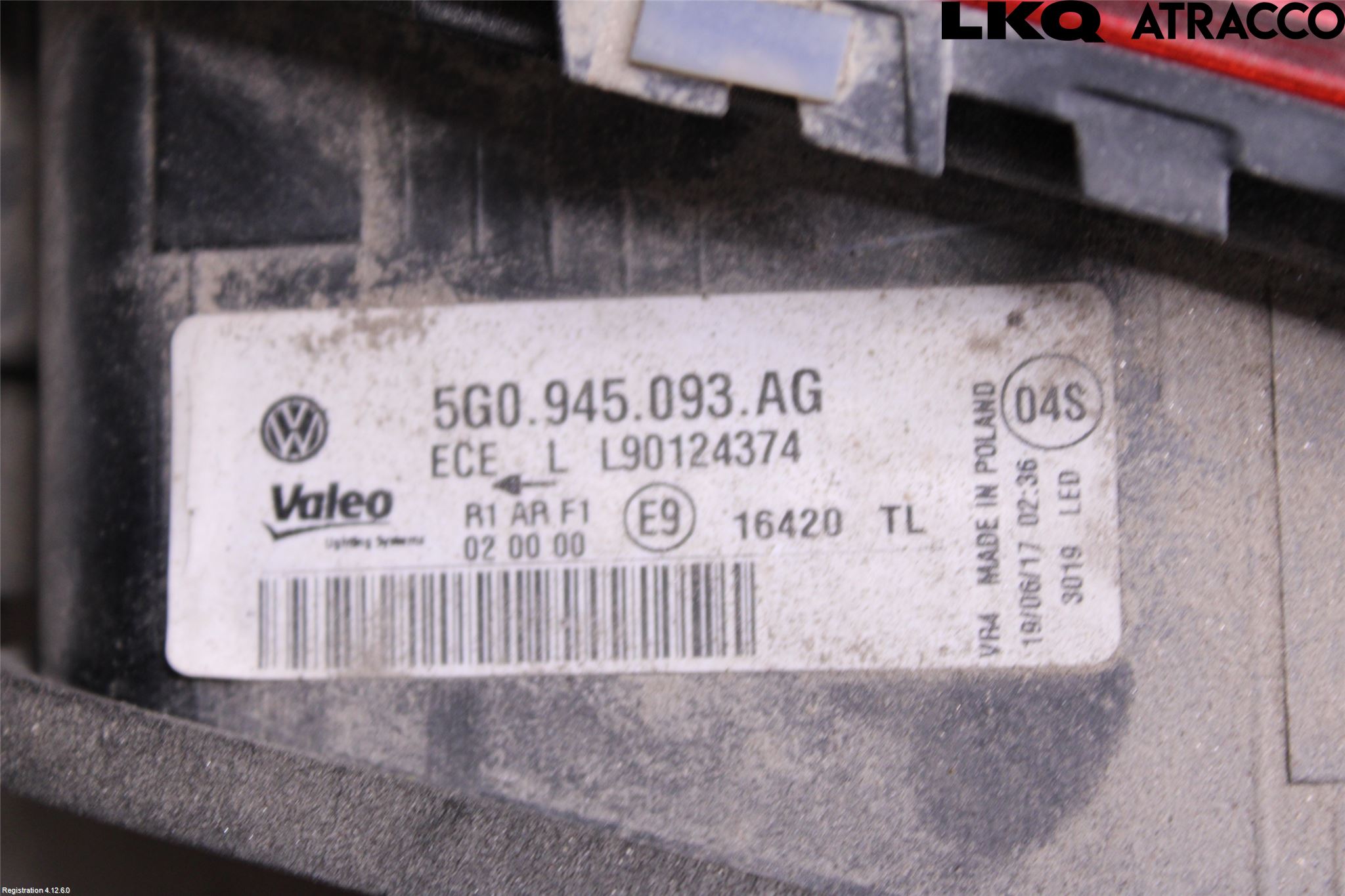 Volkswagen VW GOLF / E-GOLF VII 13-20 Bakljus Lucka Vä