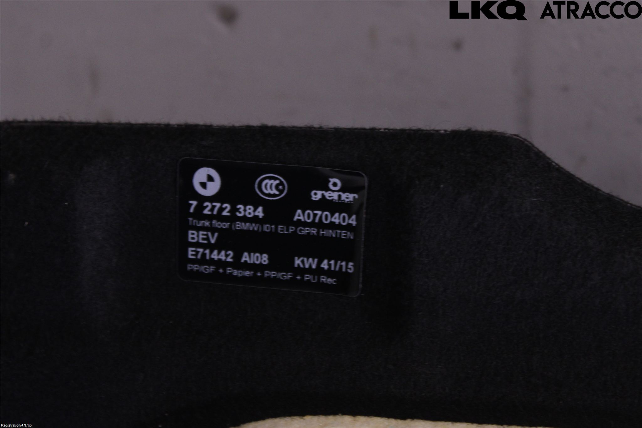 BMW i3 I01 13-22 Inrbagagerumklädsel-Golv
