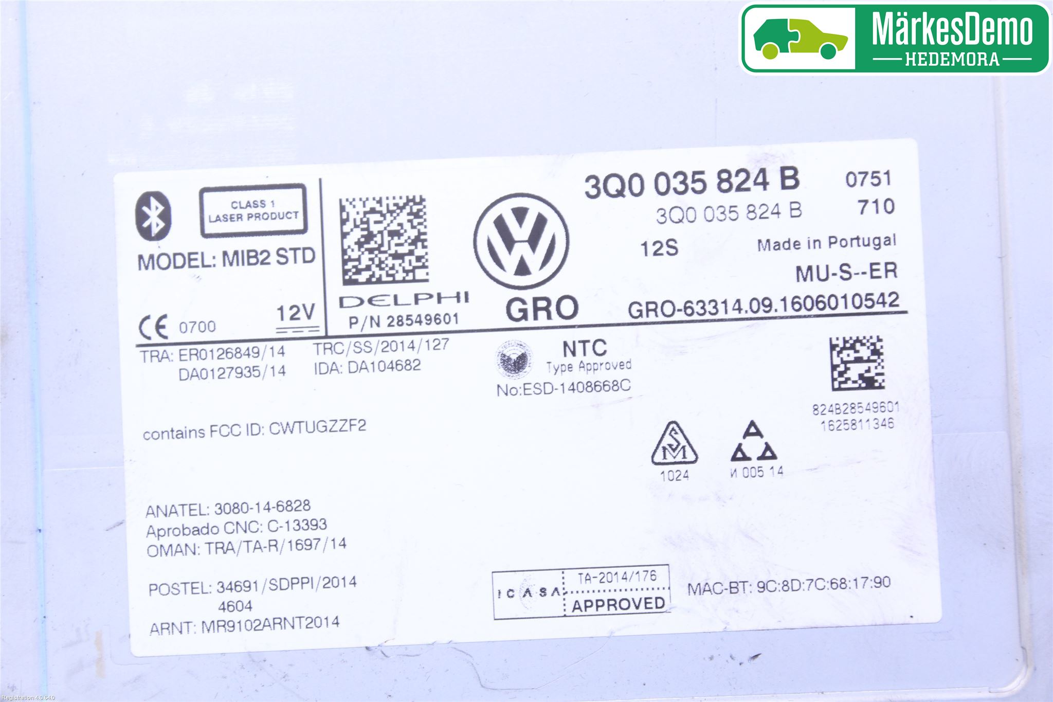 Volkswagen VW GOLF / E-GOLF VII 13-20 Cd Radio - Multimediapanel
