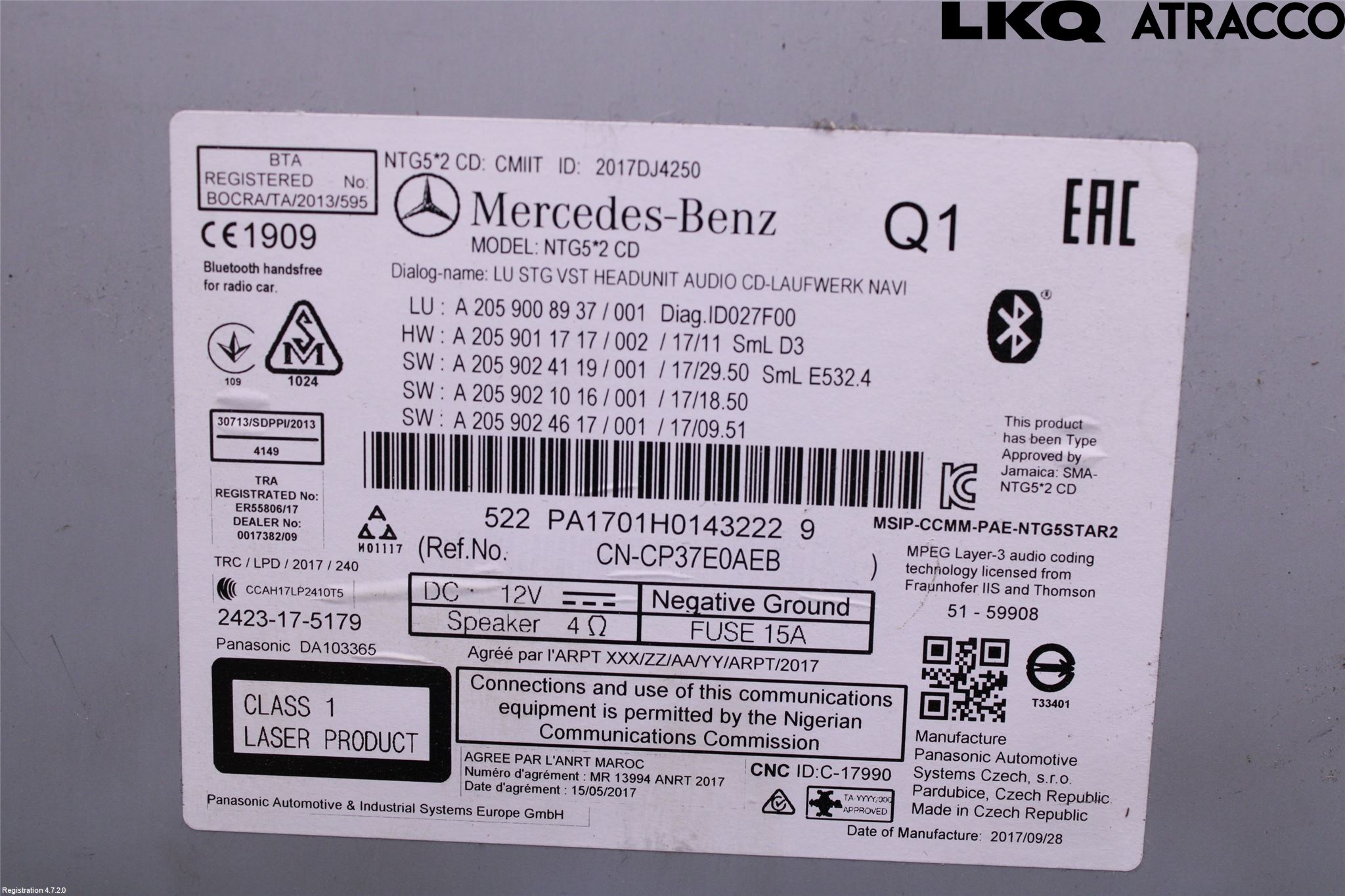 Mercedes-Benz MB C-KLASS (W205) 14-21 Cd Radio - Multimediapanel