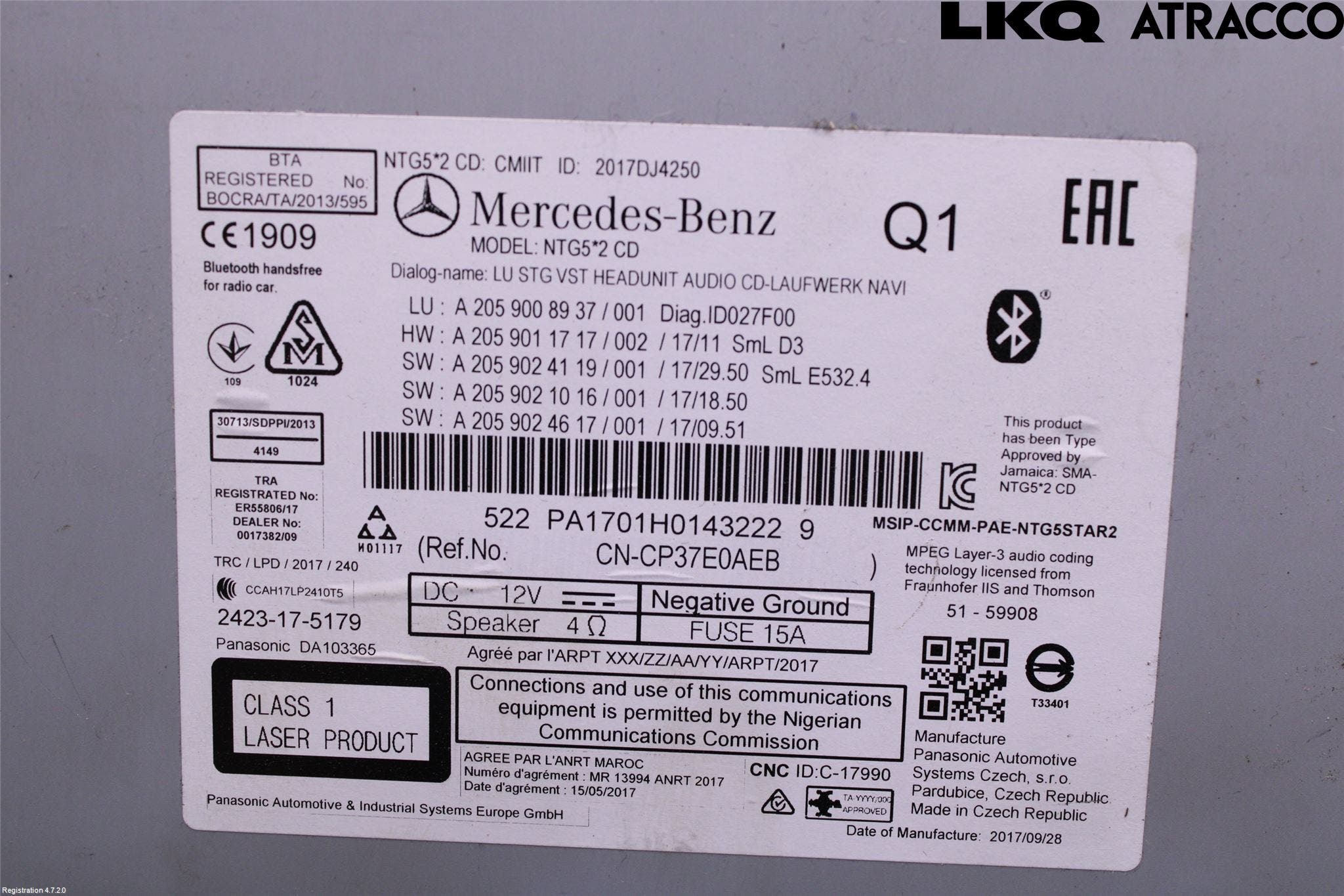 Mercedes-Benz MB C-KLASS (W205) 14-21 Cd Radio - Multimediapanel