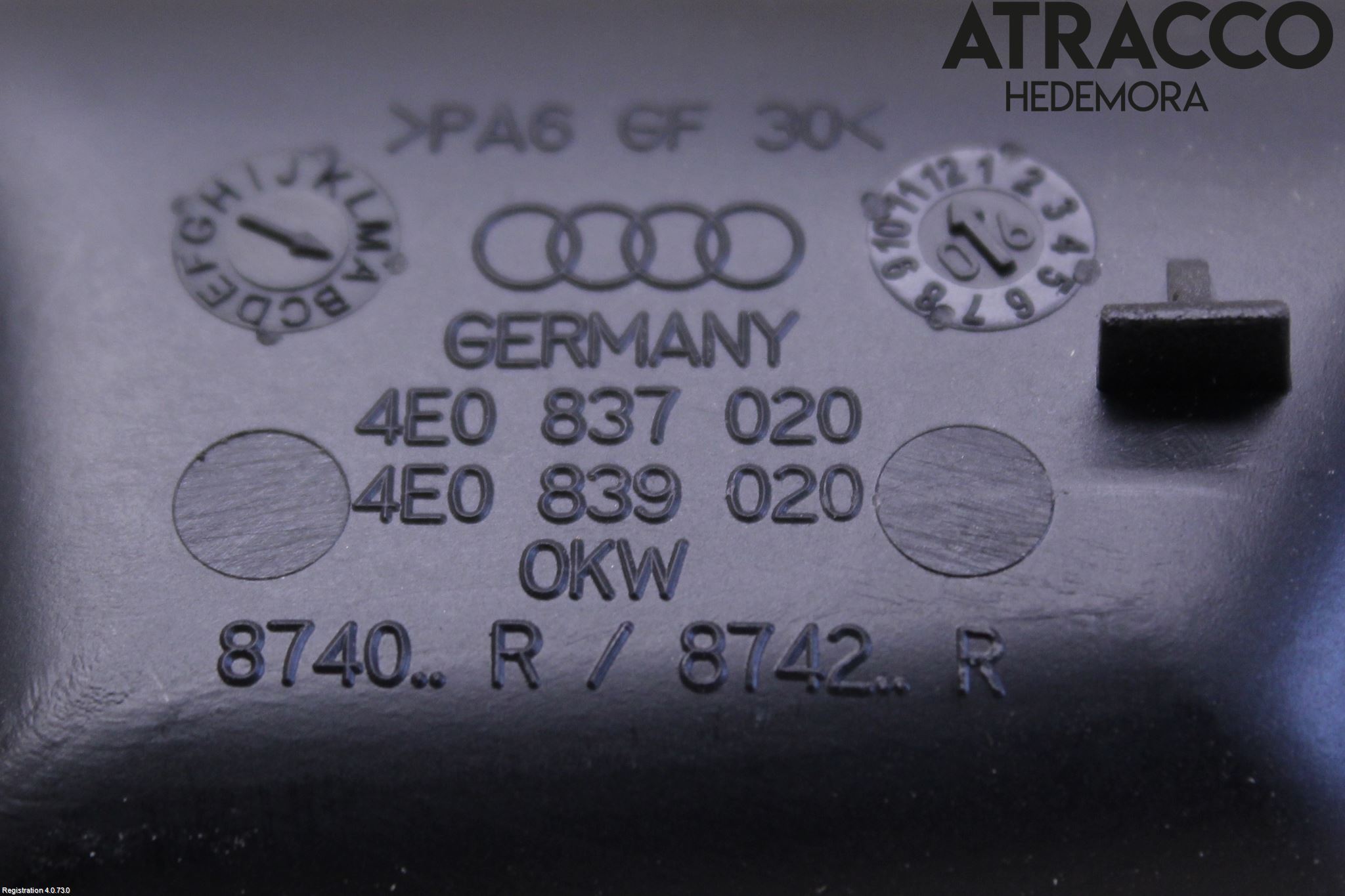 Audi A8/S8 4E  02-09 Dörrhandtag Inre Hö
