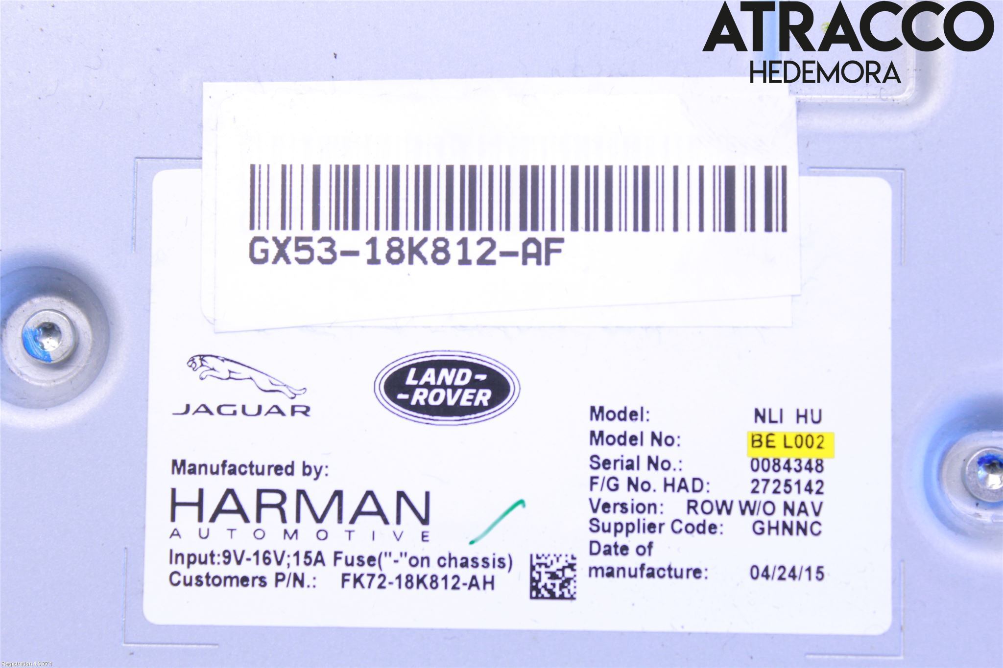 Jaguar XE (X760) 15-24 Cd Radio - Multimediapanel