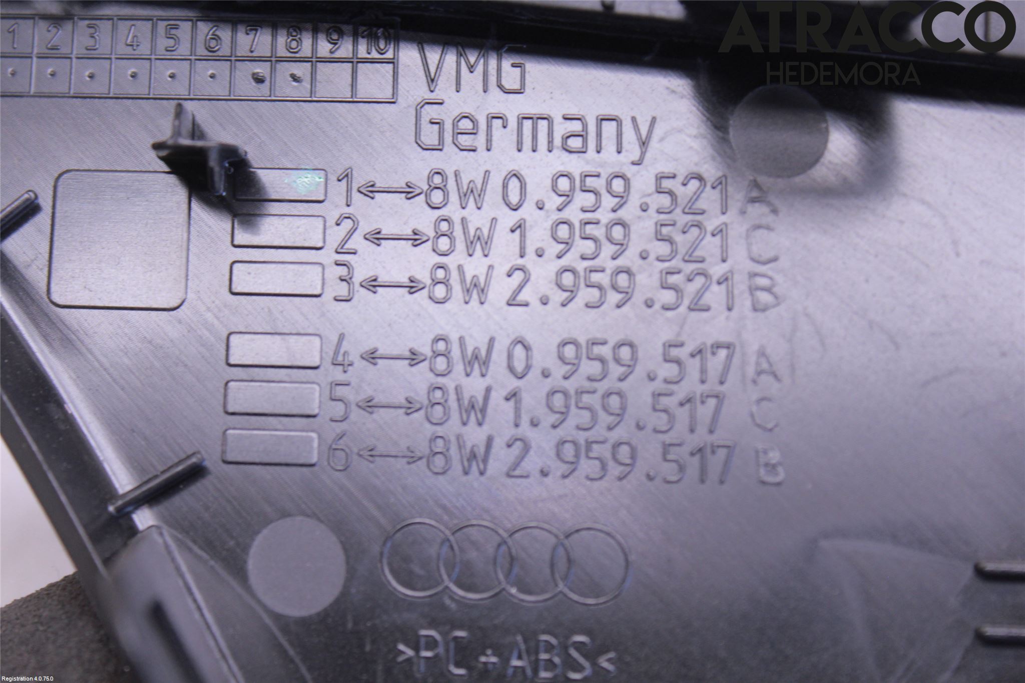 Audi A4/S4 B9 16-19 Dörrhandtag Inre Vä