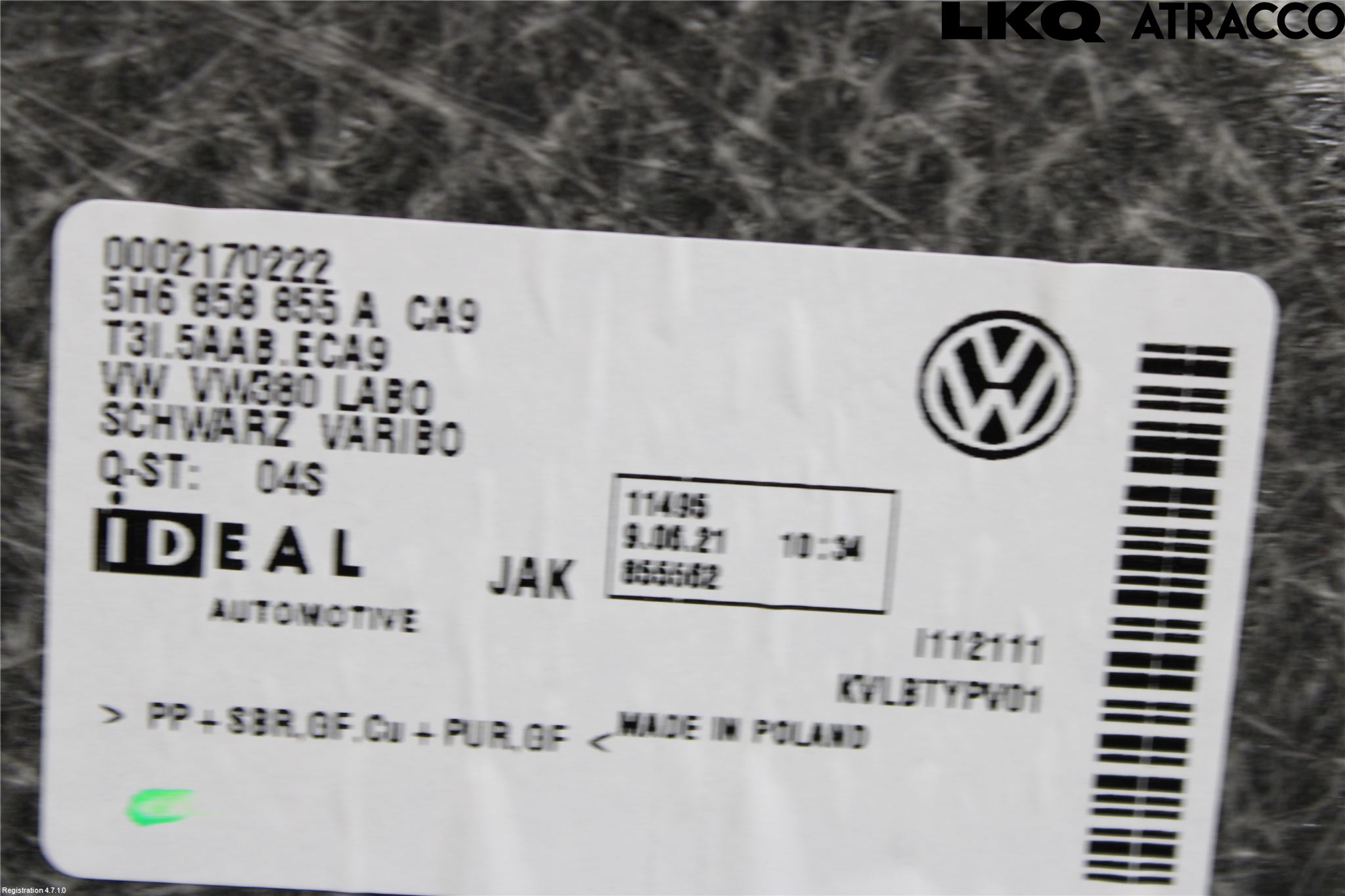 Volkswagen VW GOLF / E-GOLF VIII 20- Bagage Golv