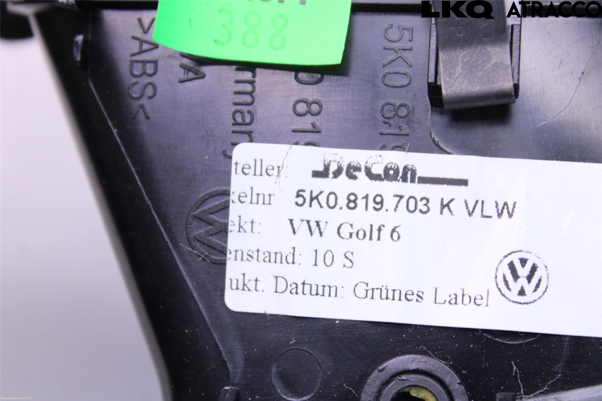 Volkswagen VW GOLF VI 09-13 Defrosterkanal-Munstycke