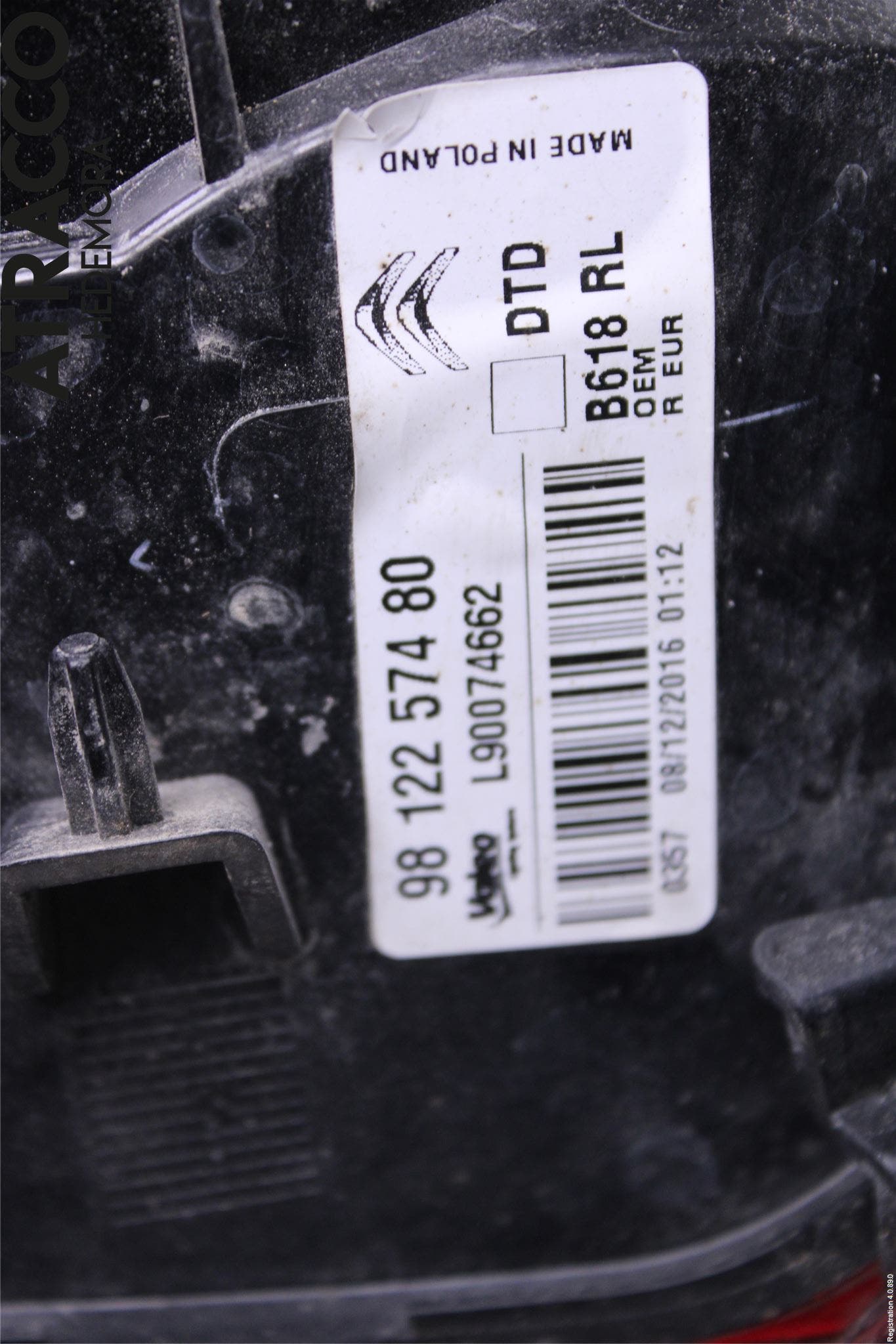Citroen C3 10-17 Bakljus Höger