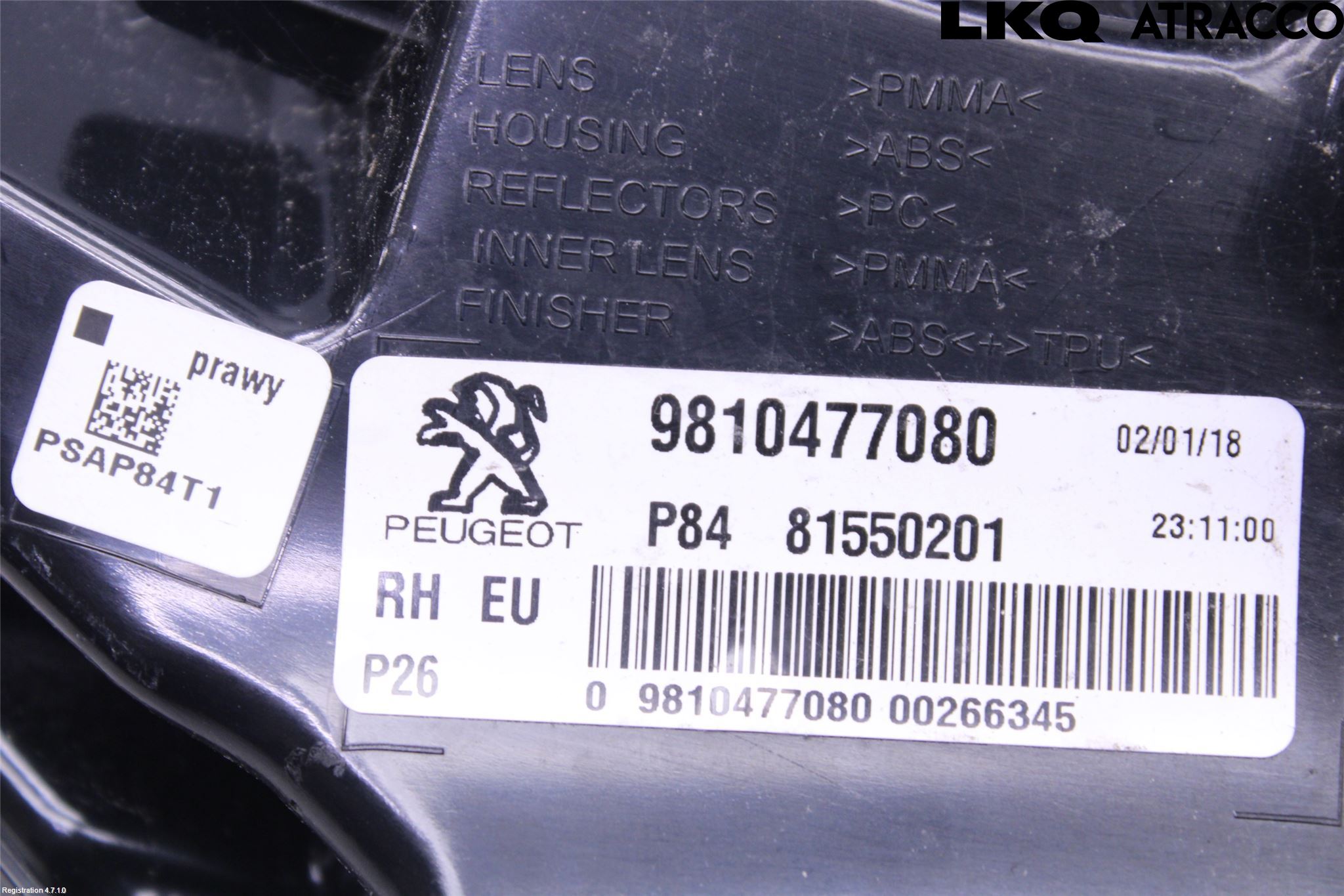 Peugeot 3008 17-24 Bakljus Höger
