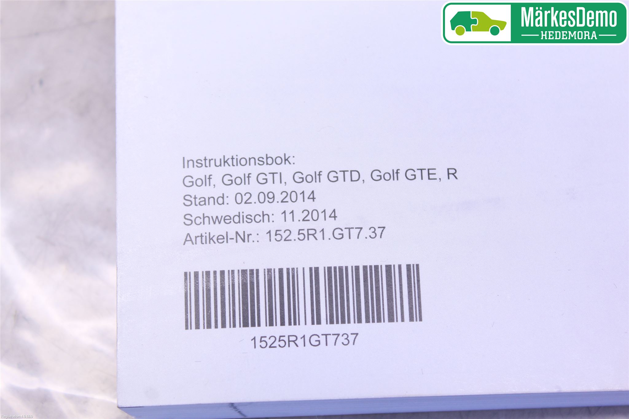 Volkswagen VW GOLF / E-GOLF VII 13-20 Instruktionsbok