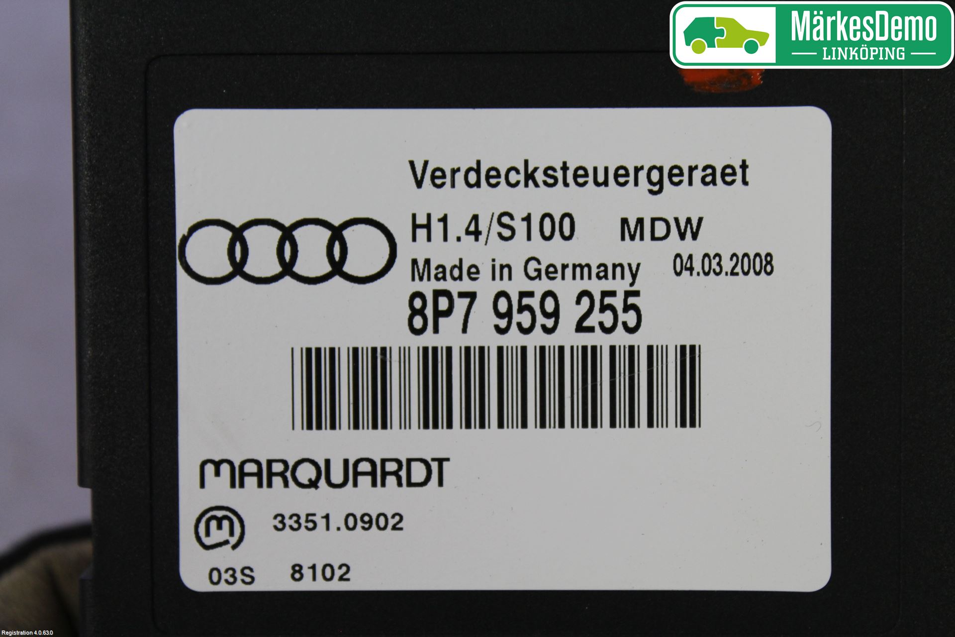 Audi A3/S3 05-13 Styrenhet Taklucka