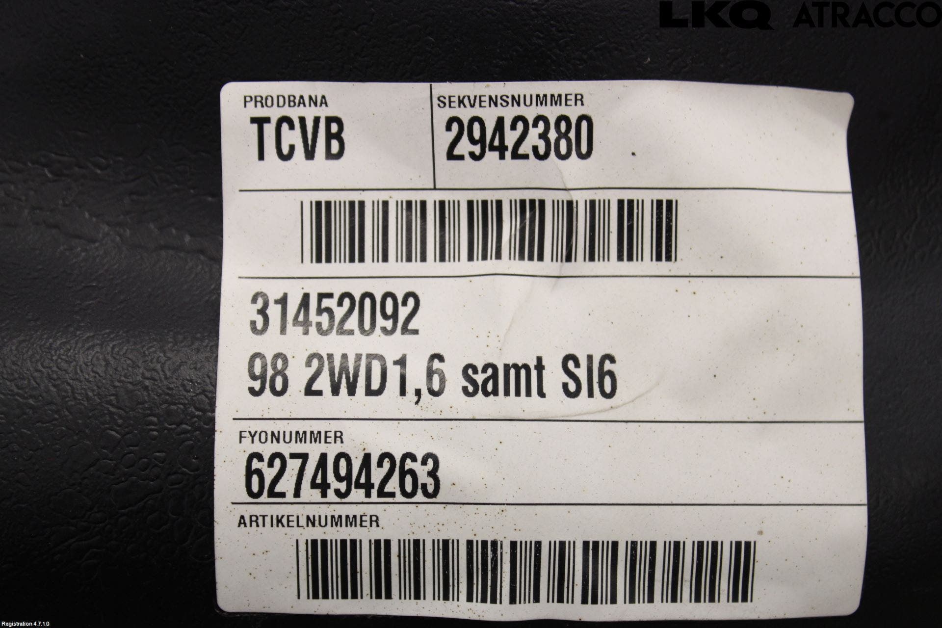 Volvo V70 14-16 Bränsletank