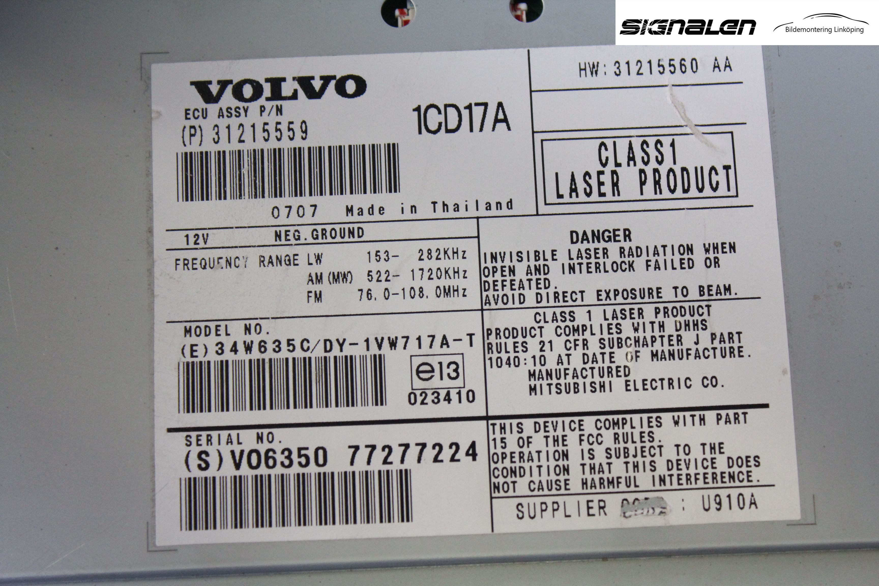 Volvo V50 04-07 Cd Radio - Multimediapanel