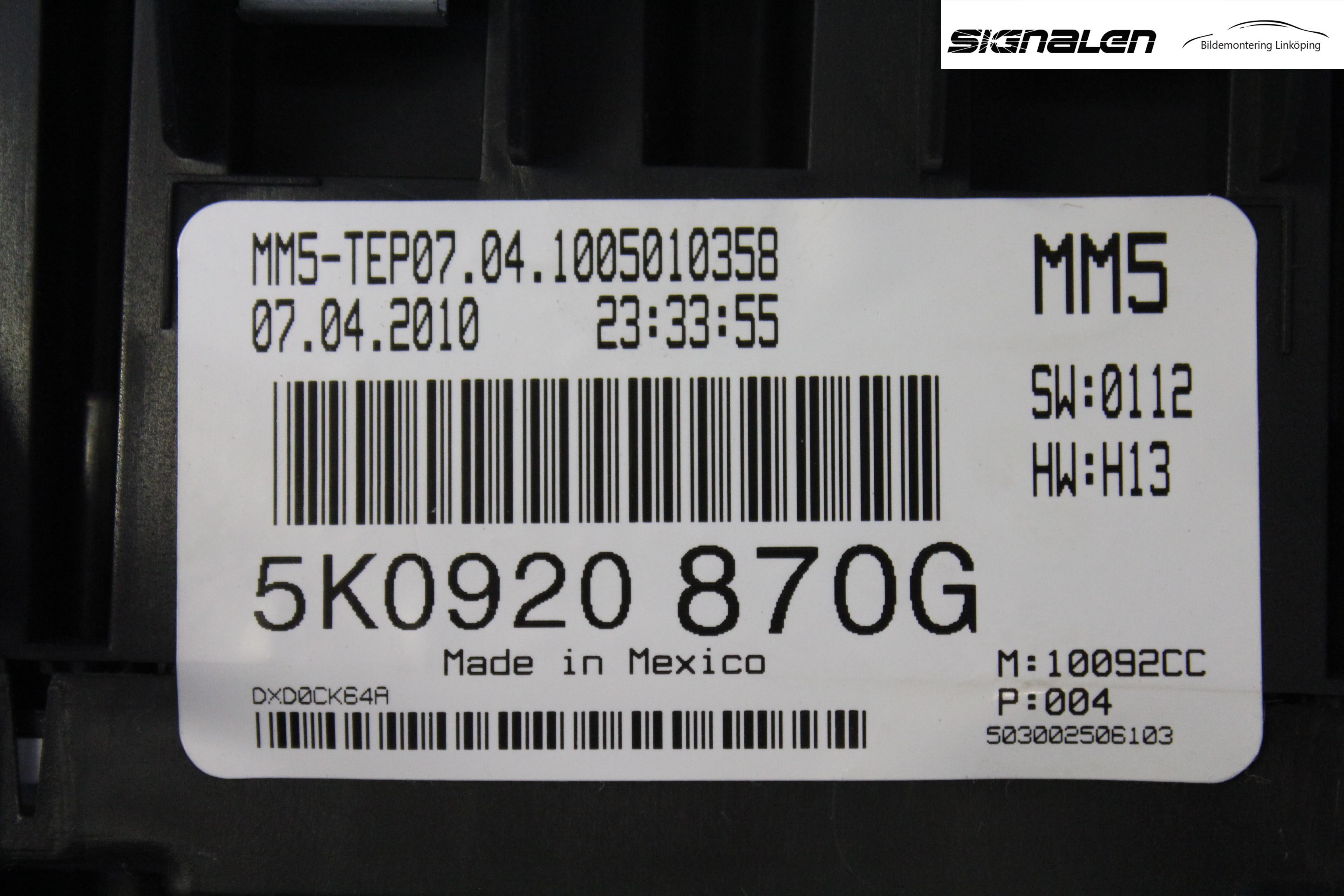 Volkswagen VW GOLF VI 09-13 Instrument Komb
