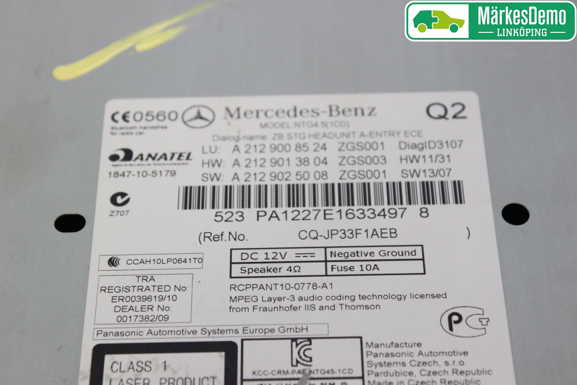 Mercedes-Benz MB E-KLASS (W212) 09-16 Cd Radio - Multimediapanel