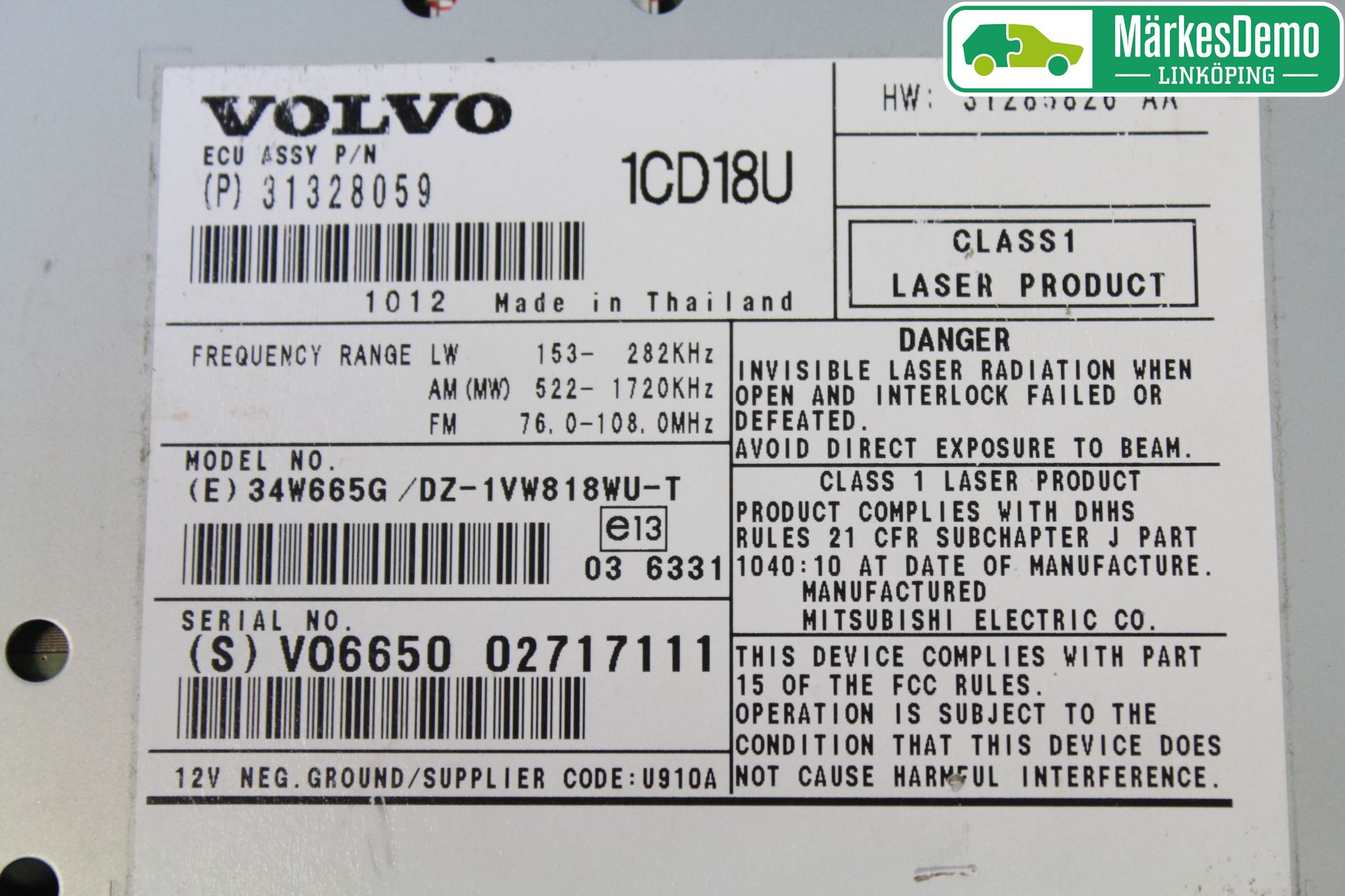 Volvo V50 08-12 Cd Radio - Multimediapanel