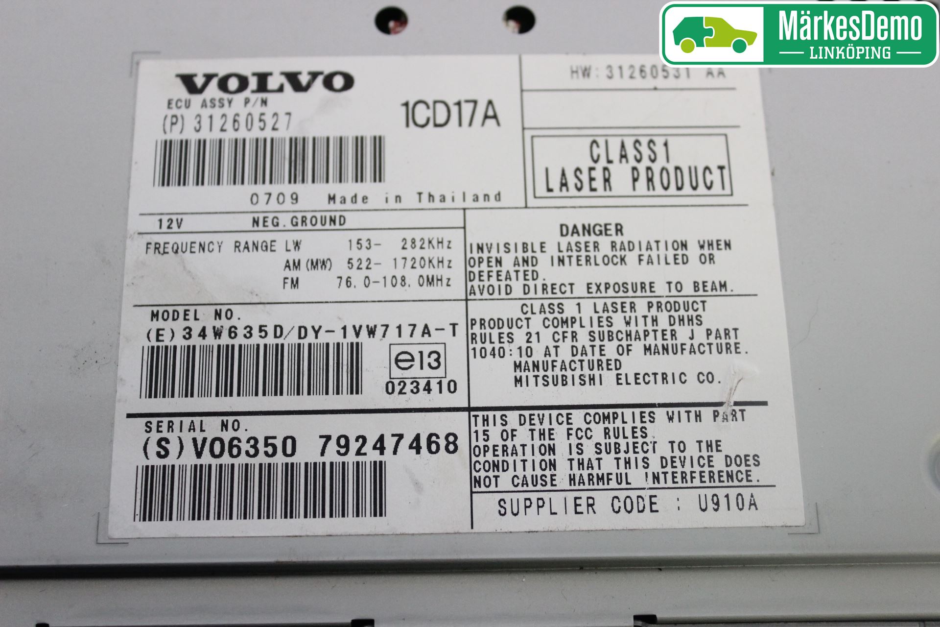 Volvo V50 08-12 Cd Radio - Multimediapanel