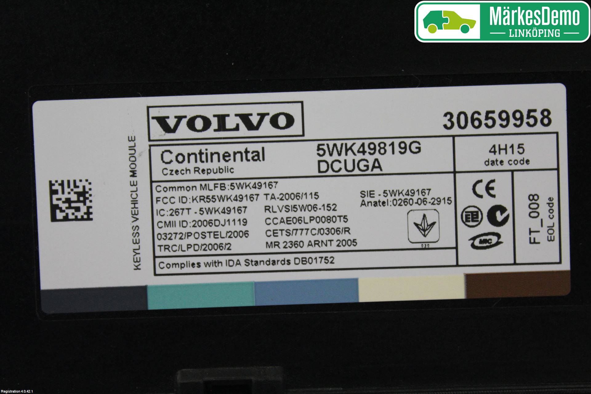 Volvo V70 14-16 Styrenhet Nyckellöst System