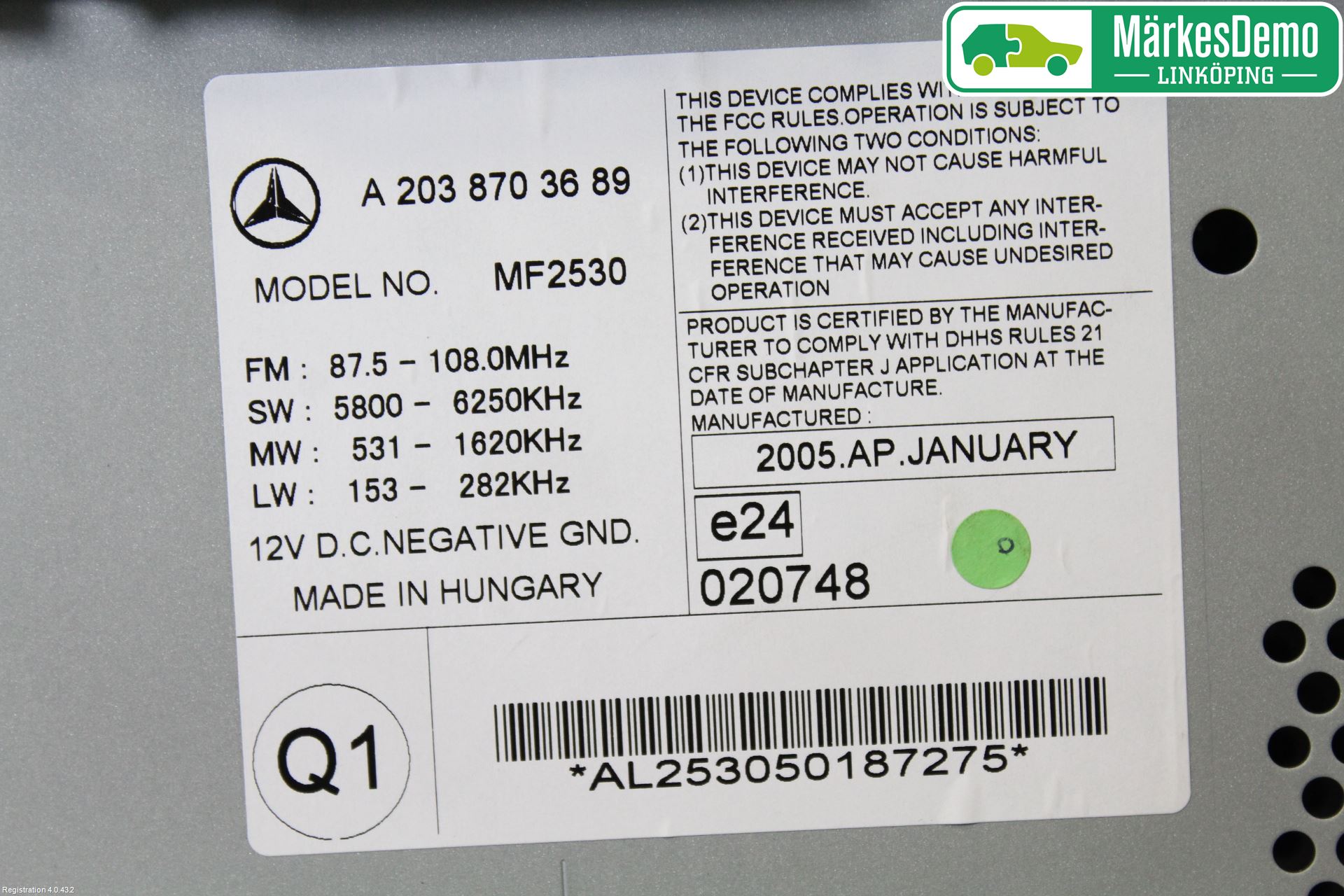 Mercedes-Benz MB C (203) 00-07 Cd Radio - Multimediapanel