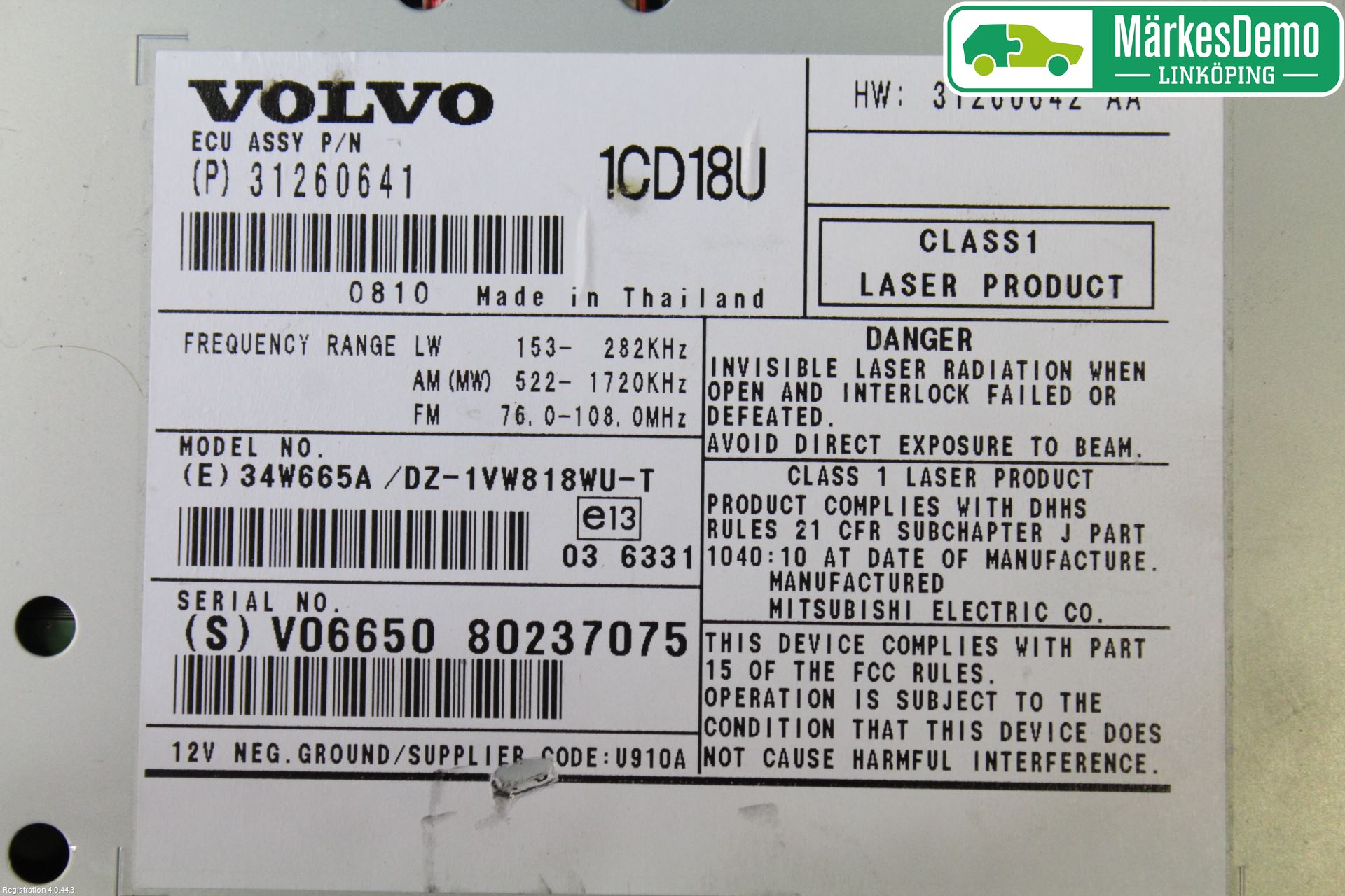 Volvo V50 08-12 Cd Radio - Multimediapanel