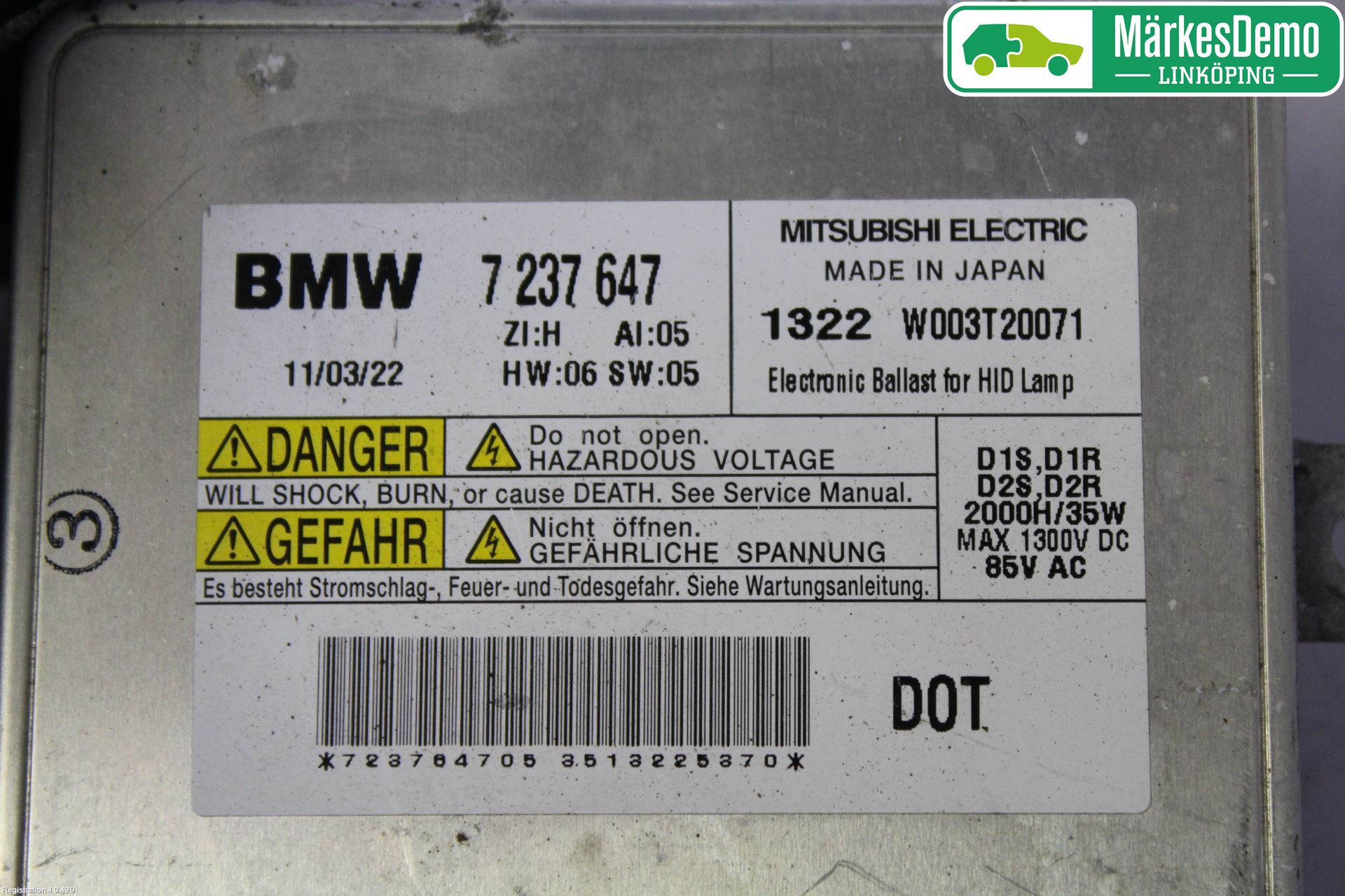 BMW 5 F10/F11/F18 09-17 Styrenhet Strålkastare