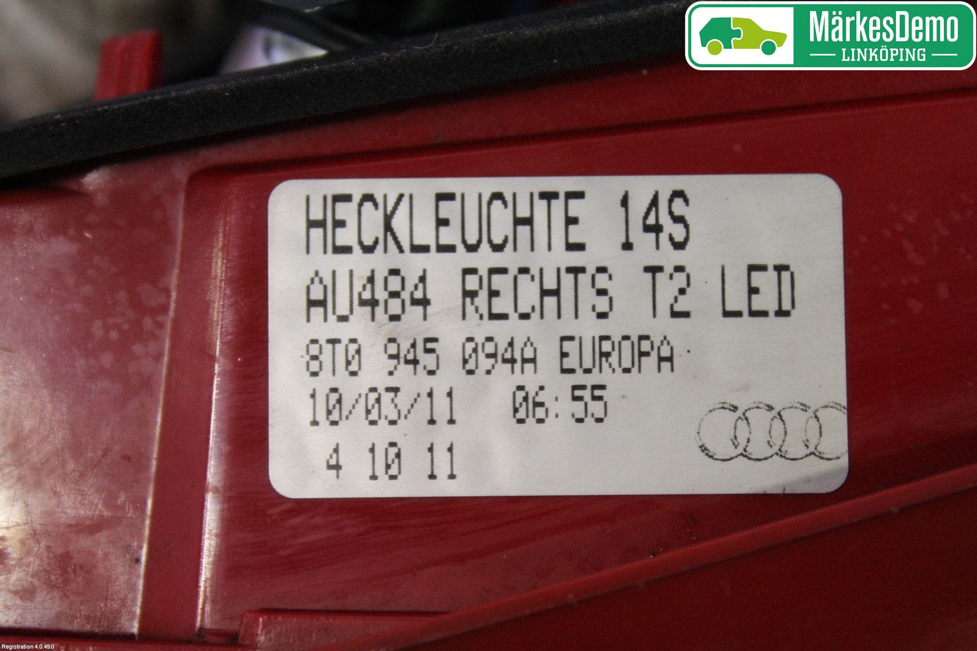 Audi A5 07-16 Bakljus Lucka Hö