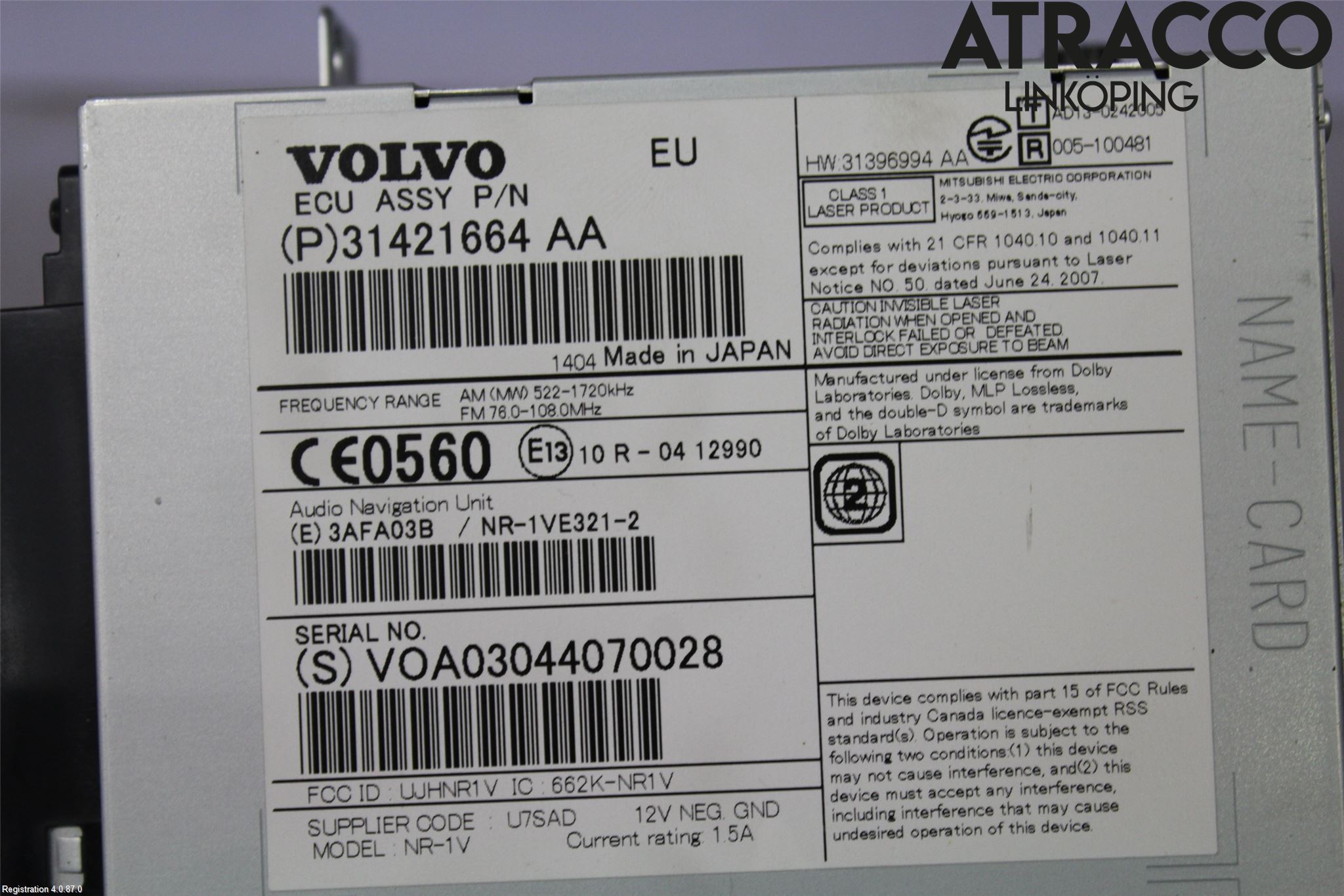 Volvo V40 12-19 Cd Radio - Multimediapanel