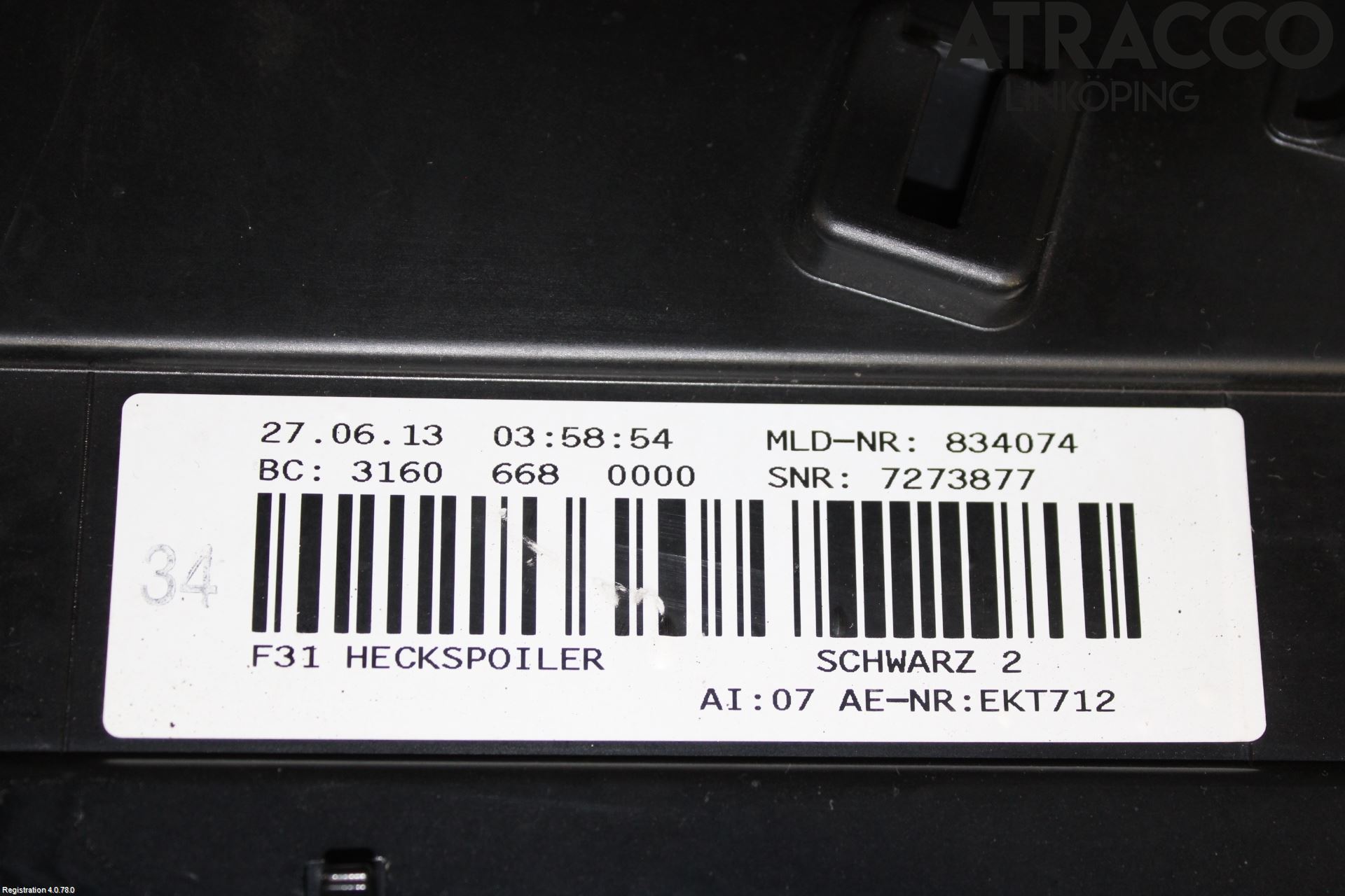 BMW 3 F30/F31/F80 12-19 Spoiler Baklucka