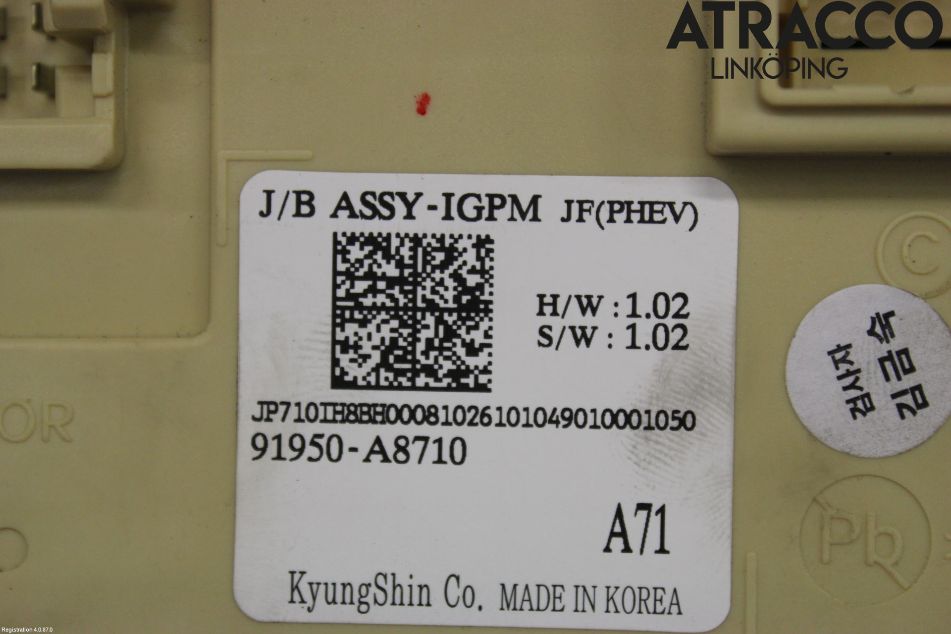 Kia OPTIMA 16-20 Säkringsdosa-Elcentral