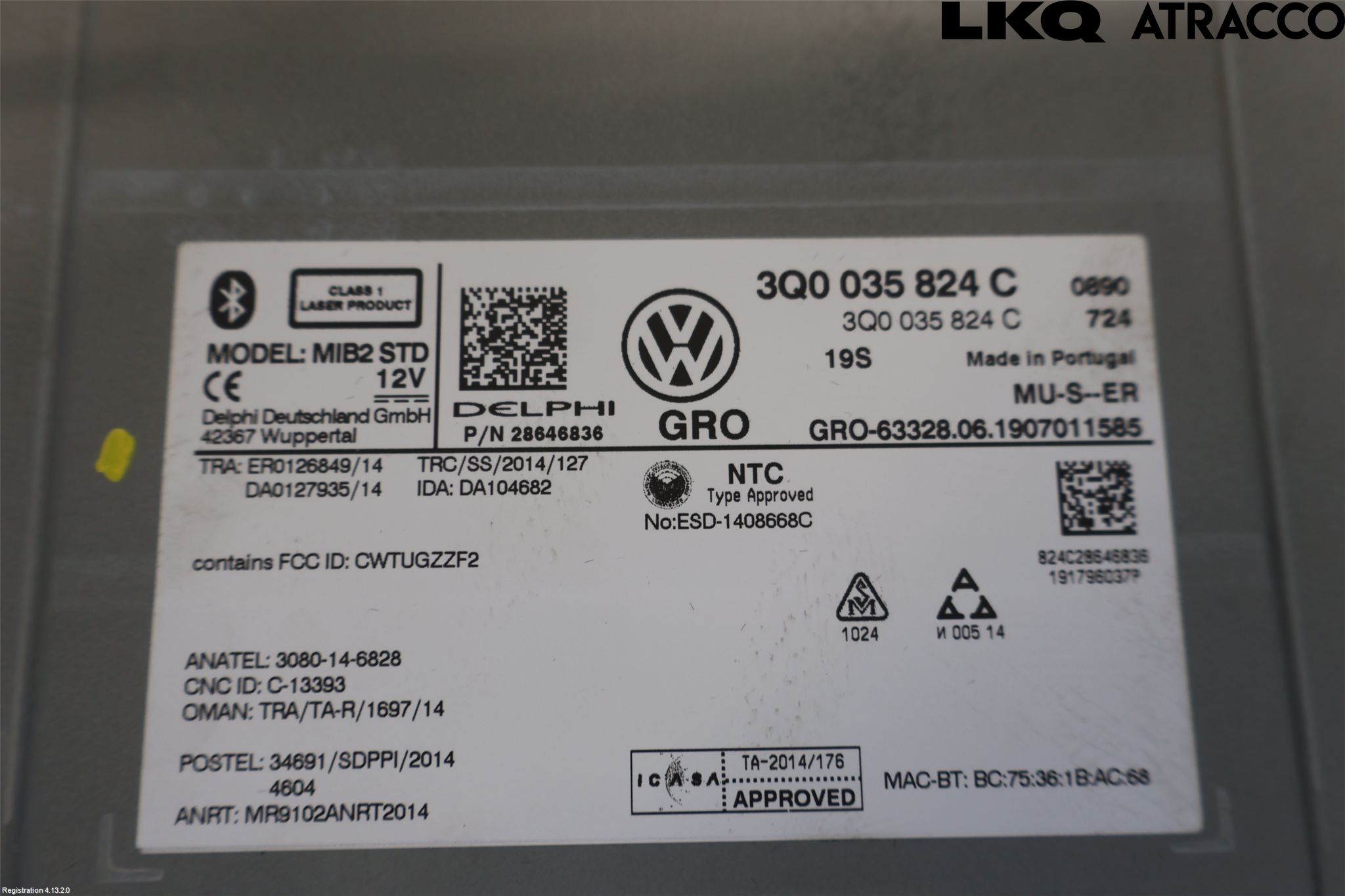 Volkswagen VW GOLF / E-GOLF VII 13-20 Cd Radio - Multimediapanel