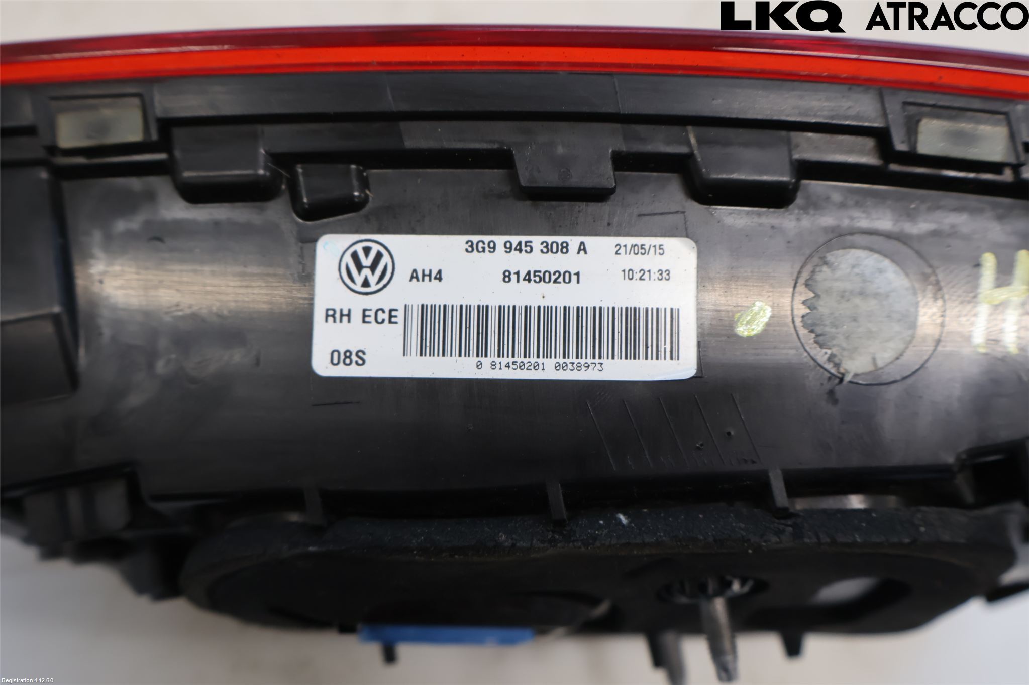 Volkswagen VW PASSAT 15-19 Bakljus Lucka Hö