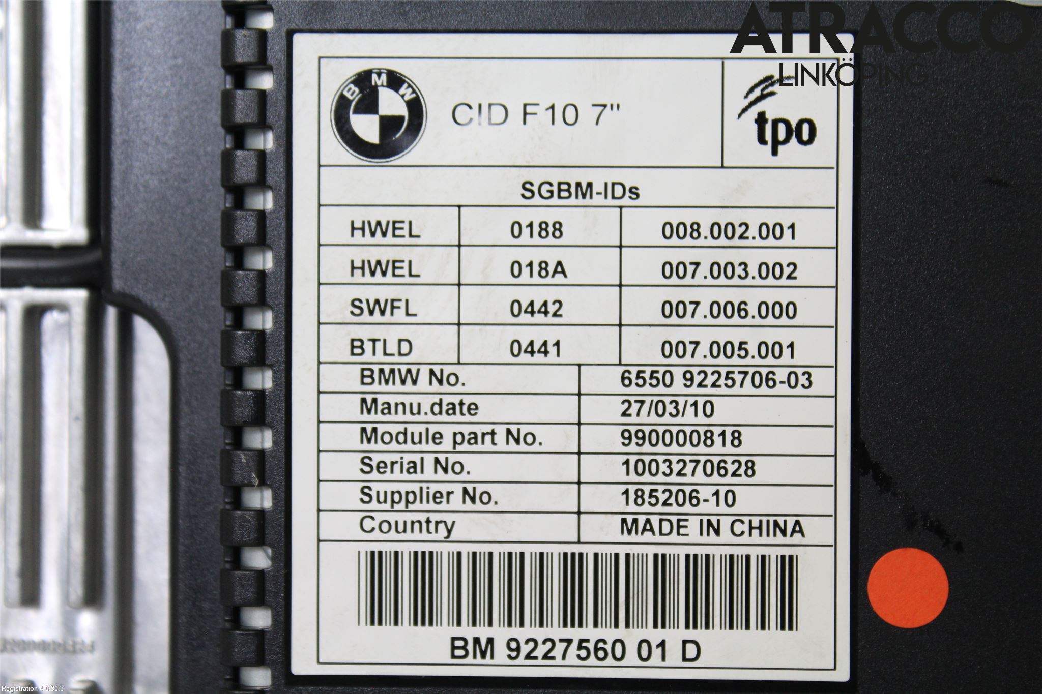 BMW 5 F10/F11/F18 09-17 Multifunktionsdisplay