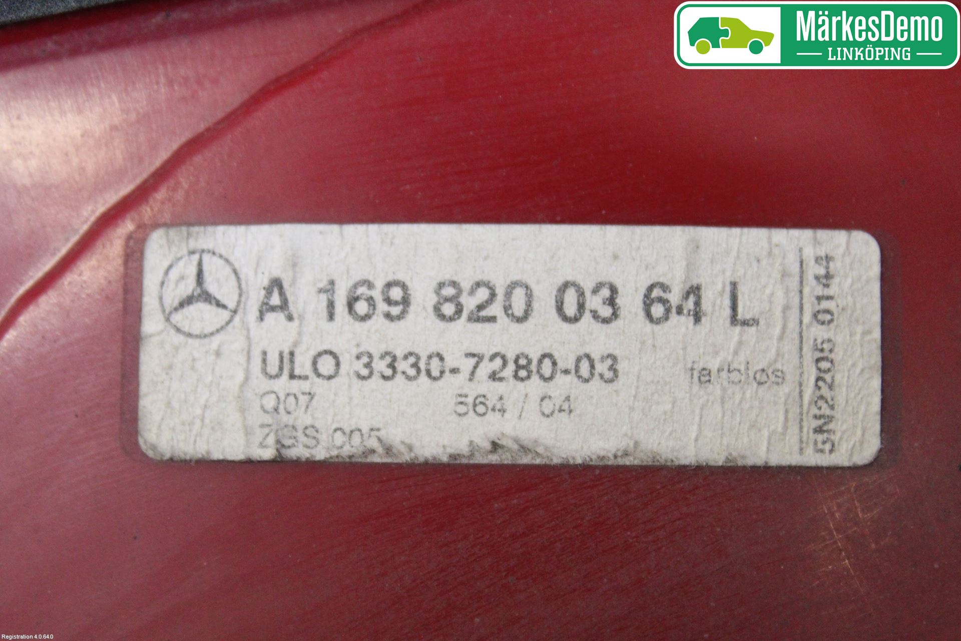 Mercedes-Benz MB A-KLASS (W169) 04-12 Bakljus Vänster