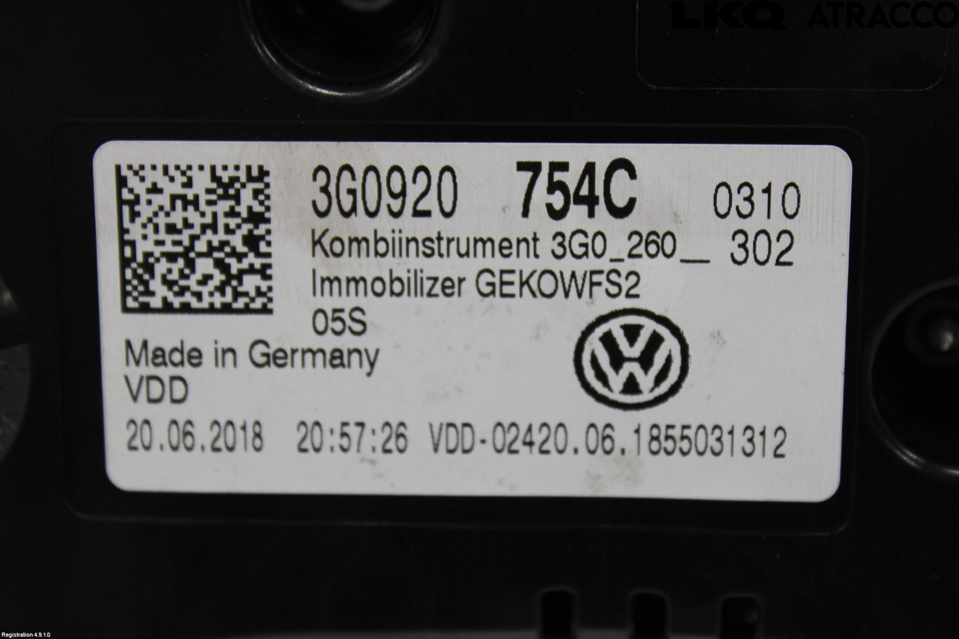 Volkswagen VW PASSAT 15-19 Instrument Komb