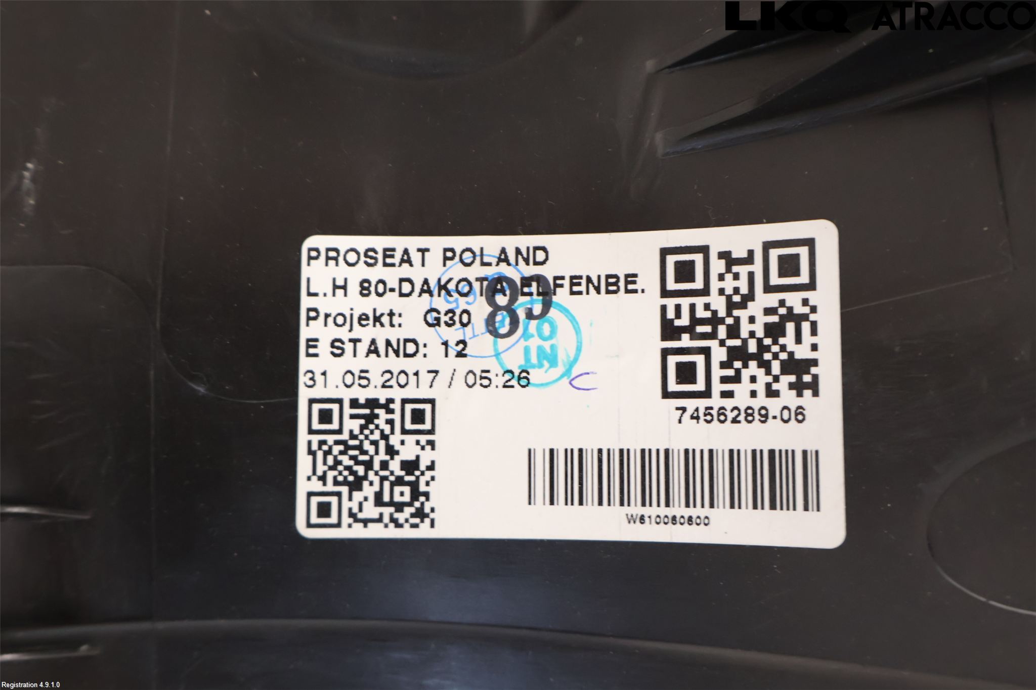 BMW 5 G30/G31/F90 17-23 Inredning Ryggdyna Bak