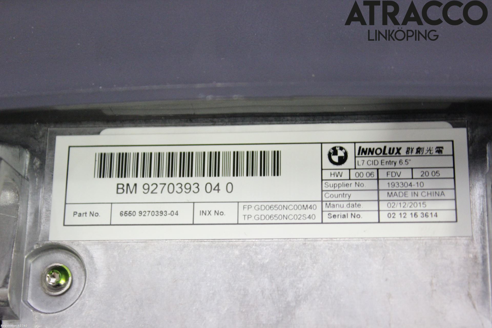 BMW 3 F30/F31/F80 12-19 Bildskärm