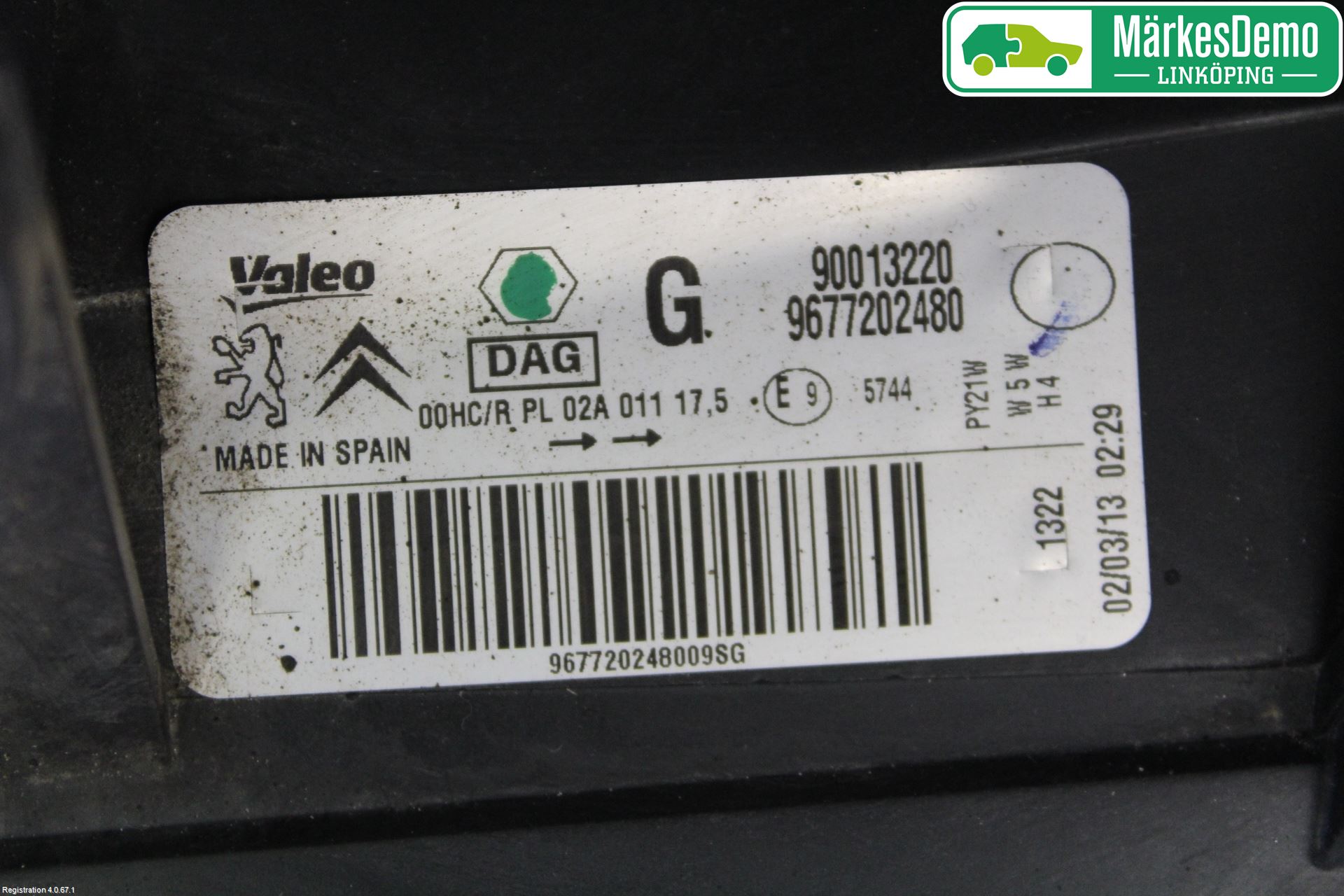 Peugeot PARTNER 08-15 Strålkastare Vänster