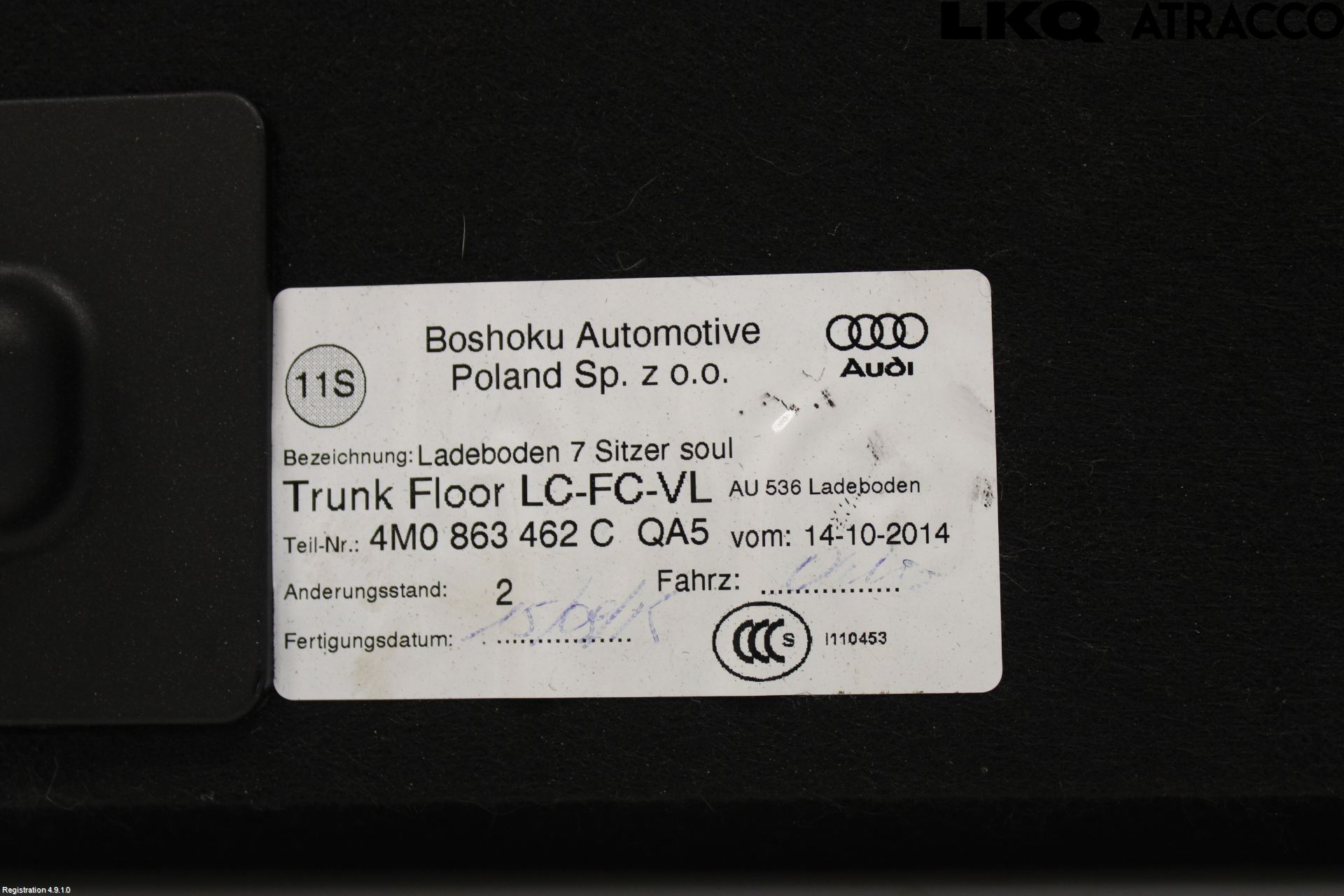 Audi Q7/SQ7 Bagage Golv