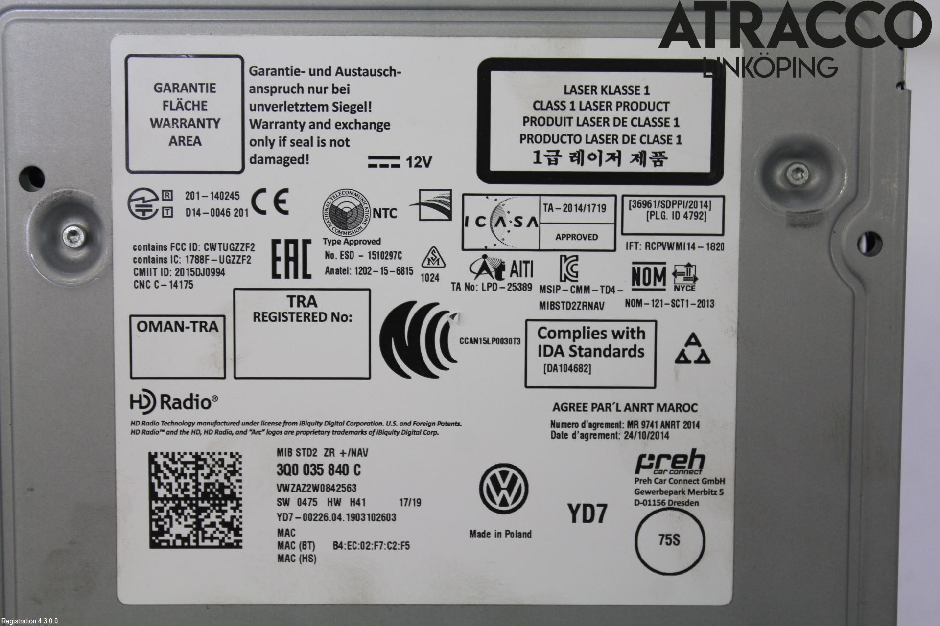 Volkswagen VW PASSAT 15-19 Cd Radio - Multimediapanel