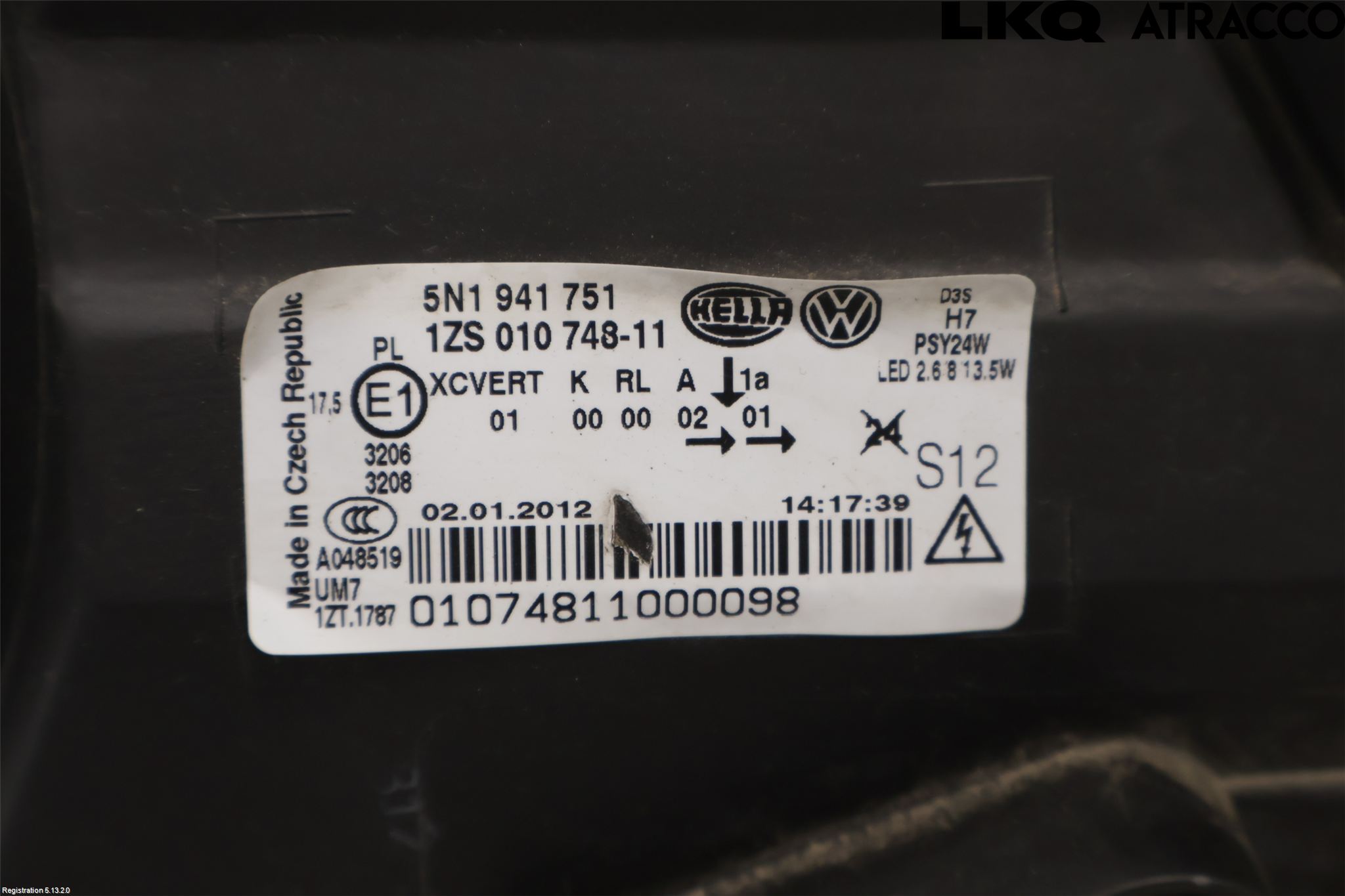 Volkswagen VW TIGUAN 07-16 Strålkastare Vänster