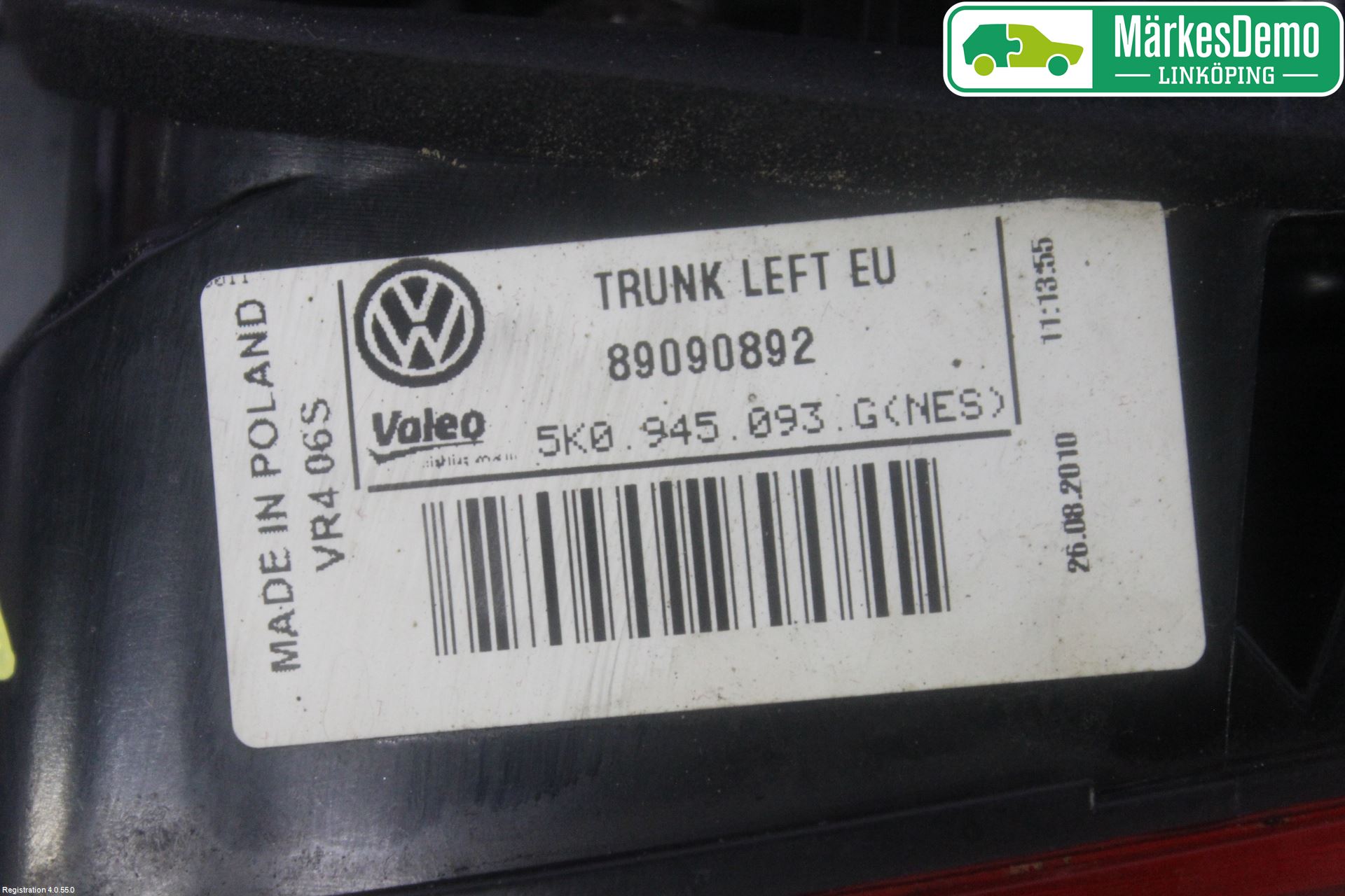 Volkswagen VW GOLF VI 09-13 Bakljus Lucka Vä