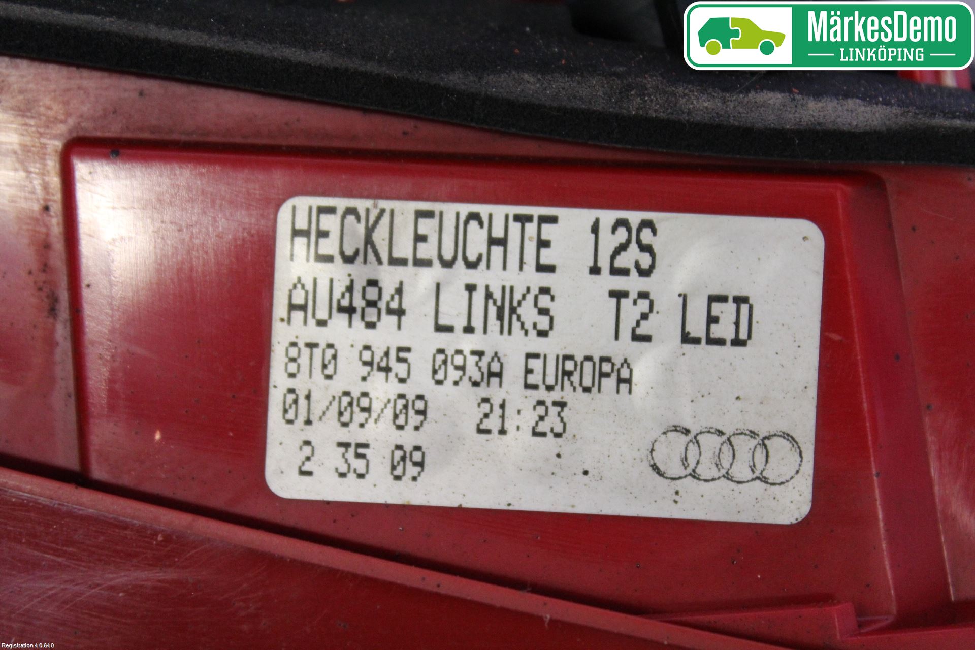 Audi A5 07-16 Bakljus Lucka Vä