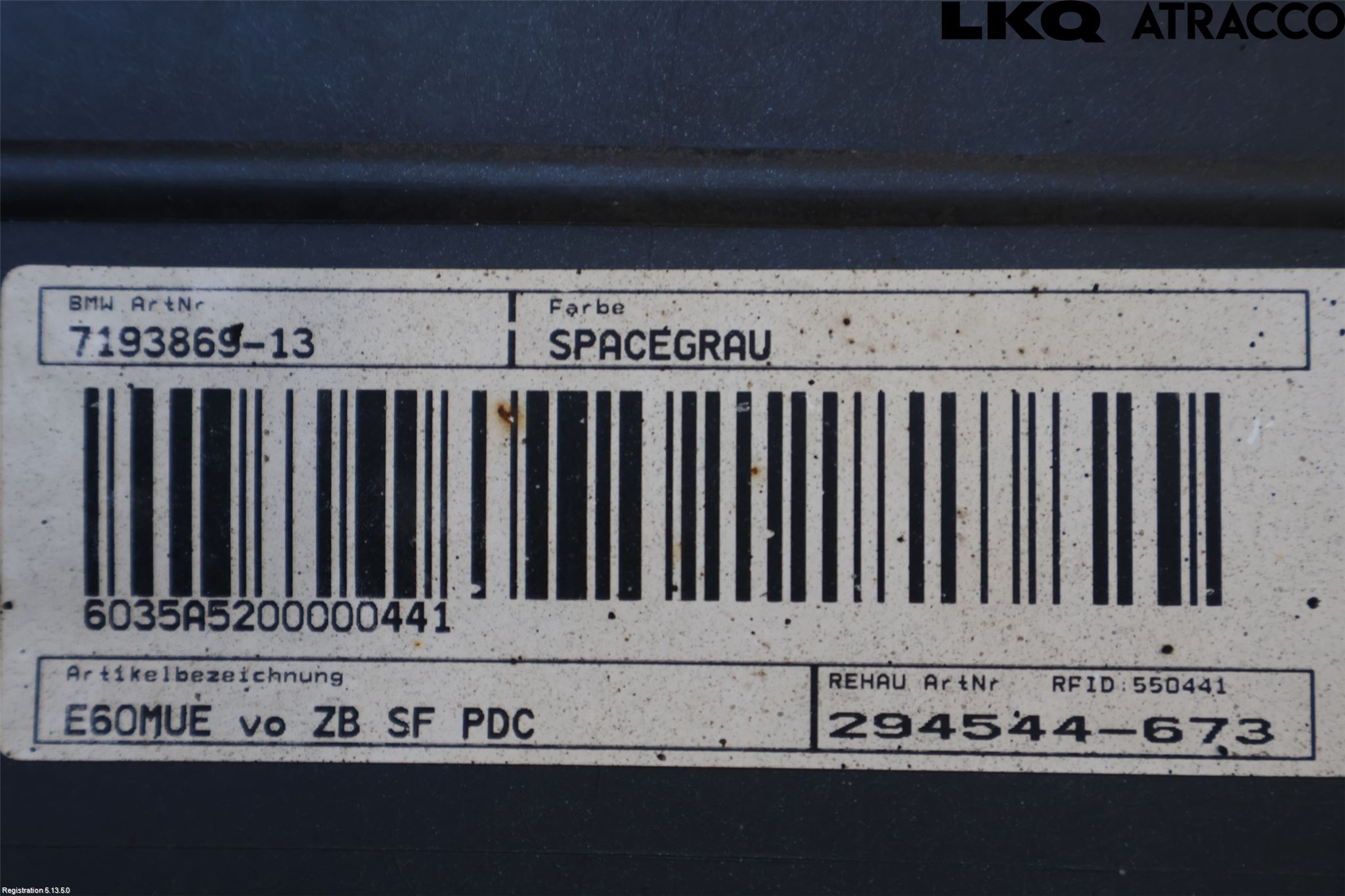 BMW 5 E60/61 Sed/Tou 02-10 Stötfångarbeklädnad Fram