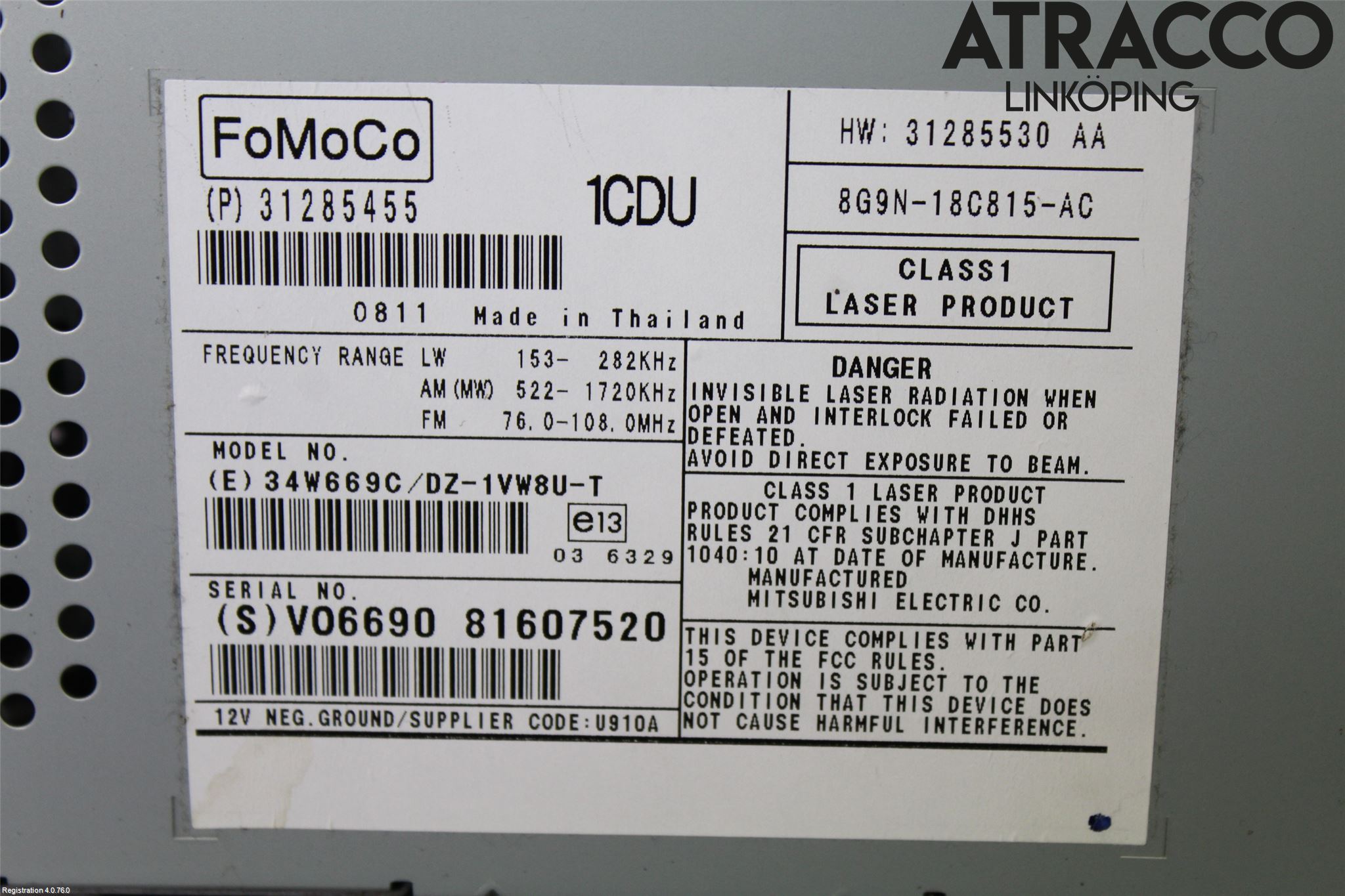 Volvo V70 08-13 Cd Radio - Multimediapanel