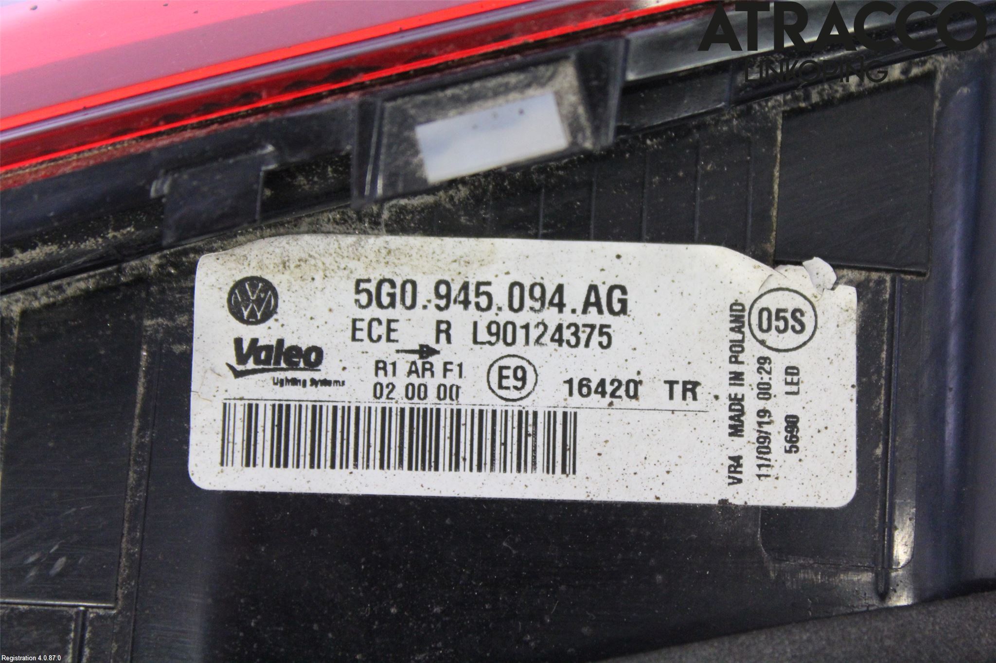 Volkswagen VW GOLF / E-GOLF VII 13-20 Bakljus Lucka Hö