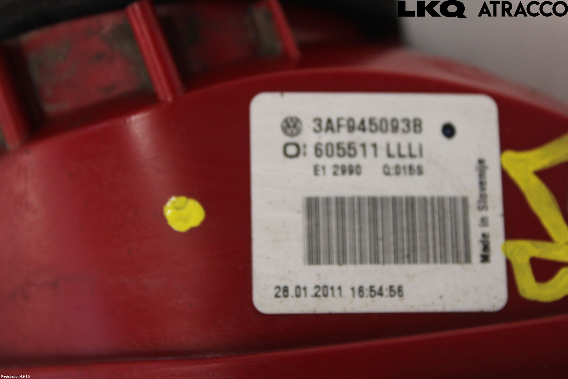 Volkswagen VW PASSAT 11-14 Bakljus Lucka Vä