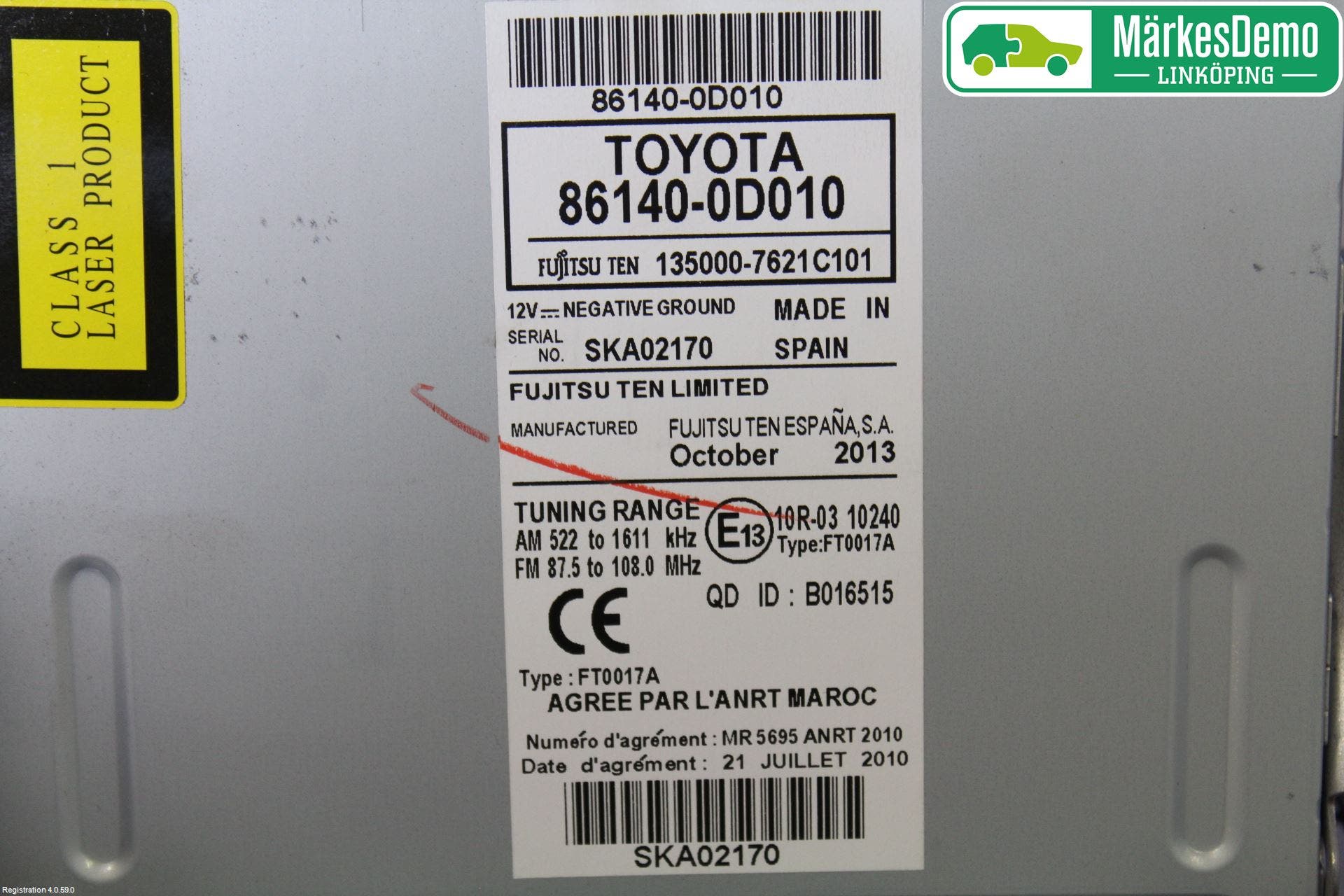 Toyota YARIS XP130 12-14 Cd Radio - Multimediapanel