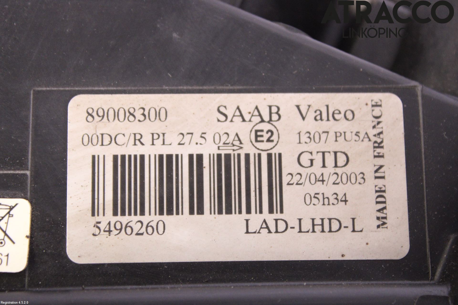 Saab 9-5 -05 Strålkastare Vänster