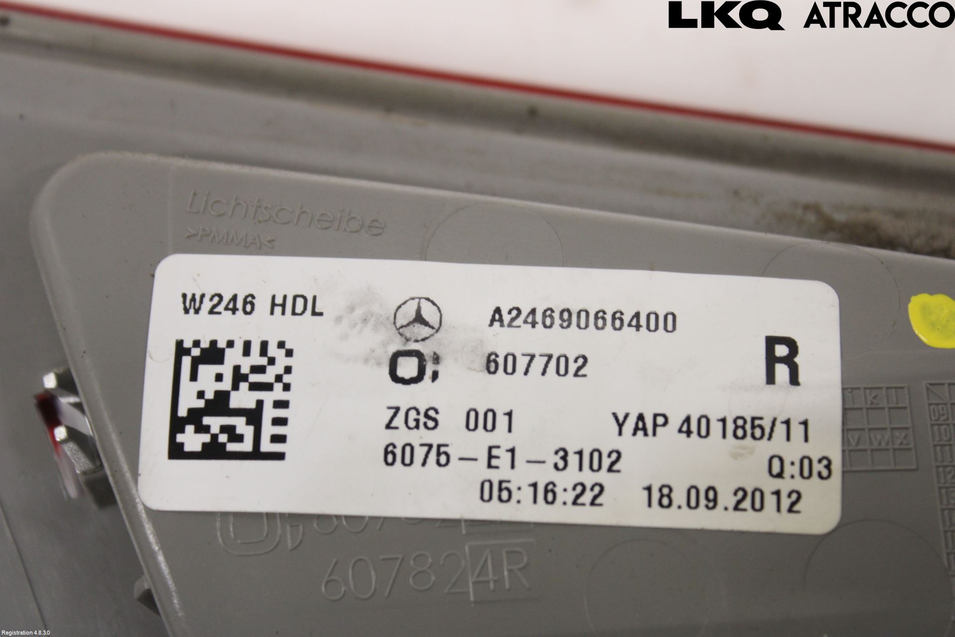 Mercedes-Benz MB B-KLASS (W246/W242) 12-19 Bakljus Lucka Hö