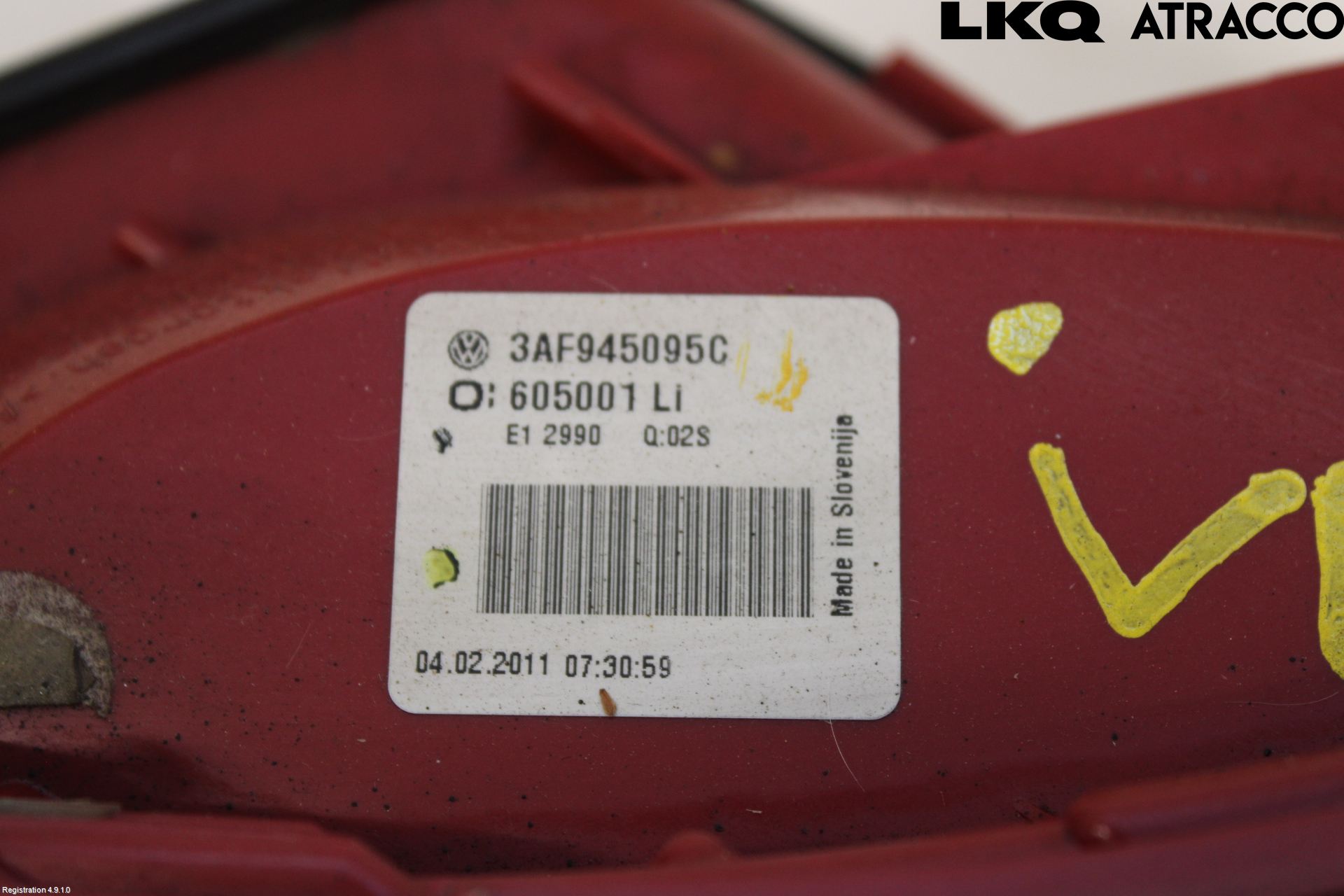 Volkswagen VW PASSAT 11-14 Bakljus Vänster